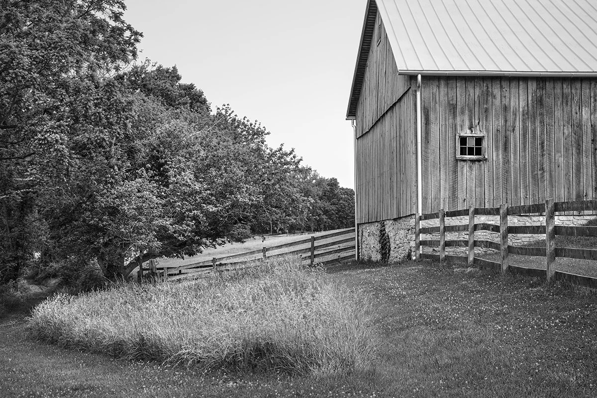 Barn, Fence, Trail head, Carriage Hill Metropark, Ohio