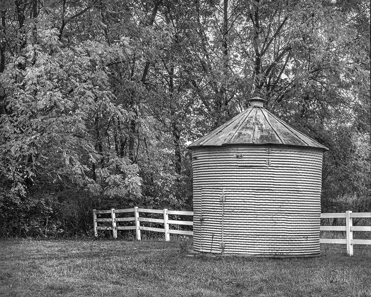 Grain Bin, Fence, Fall Foliage, Hilliard, Ohio