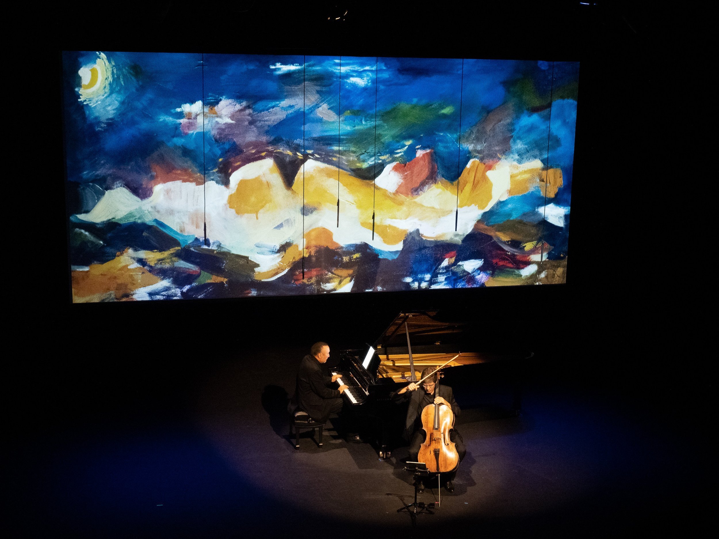 Pianist Jon Kimura Parker. Painting: Starless Night With a Van Gogh Moon
