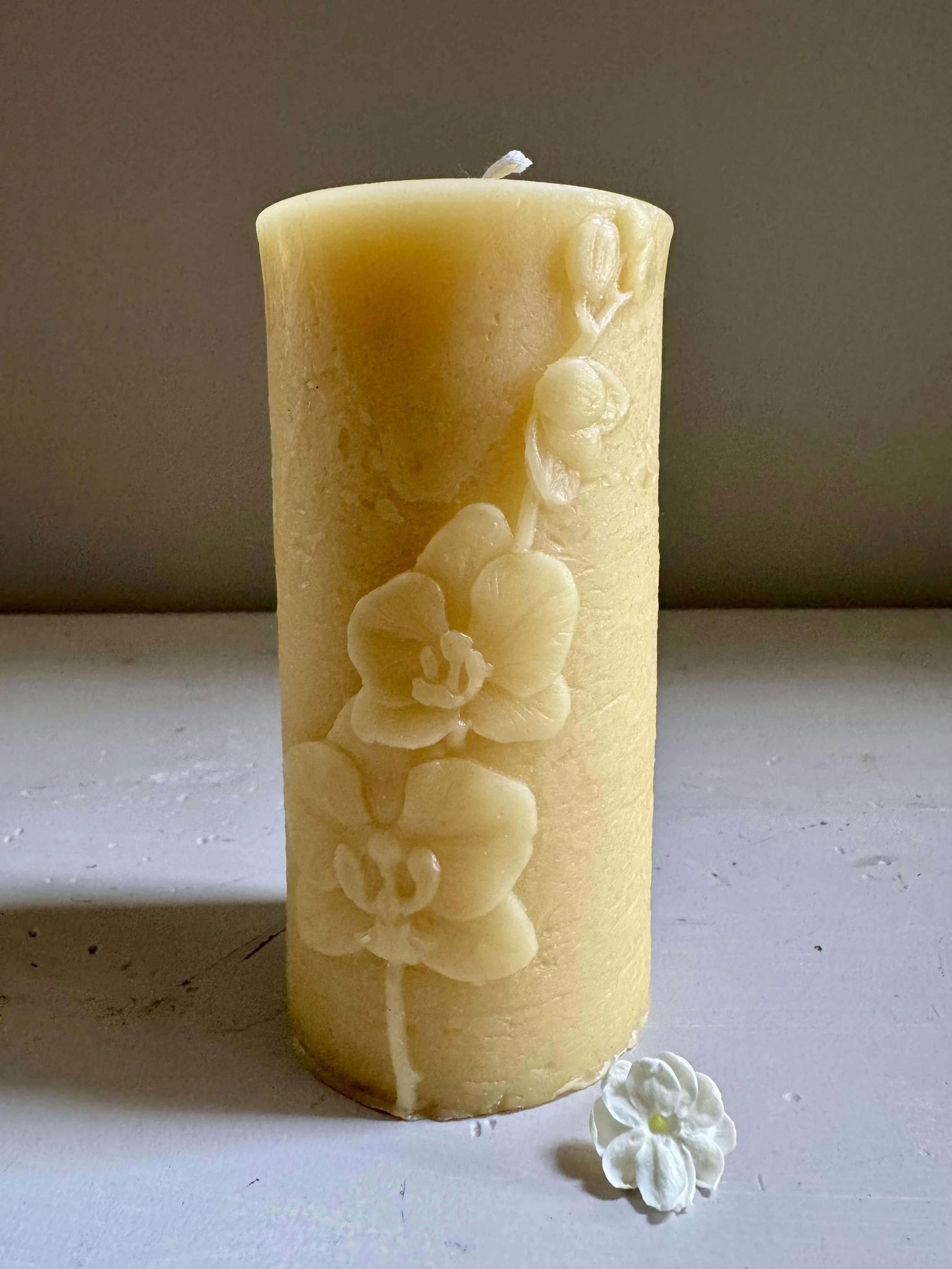 Orchid Beeswax Pillar Candle