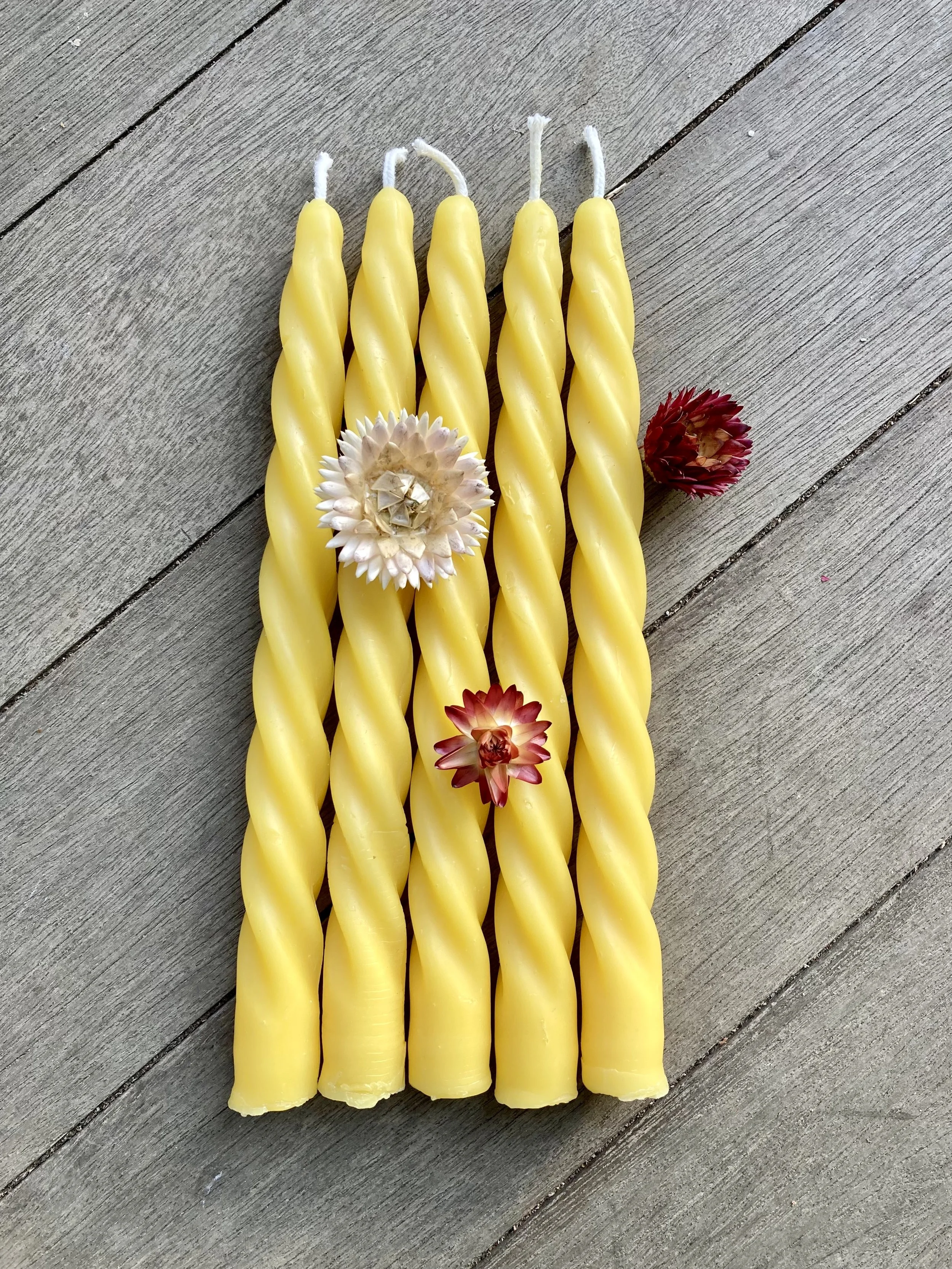 Beeswax Curly Dinner Tapers, $12