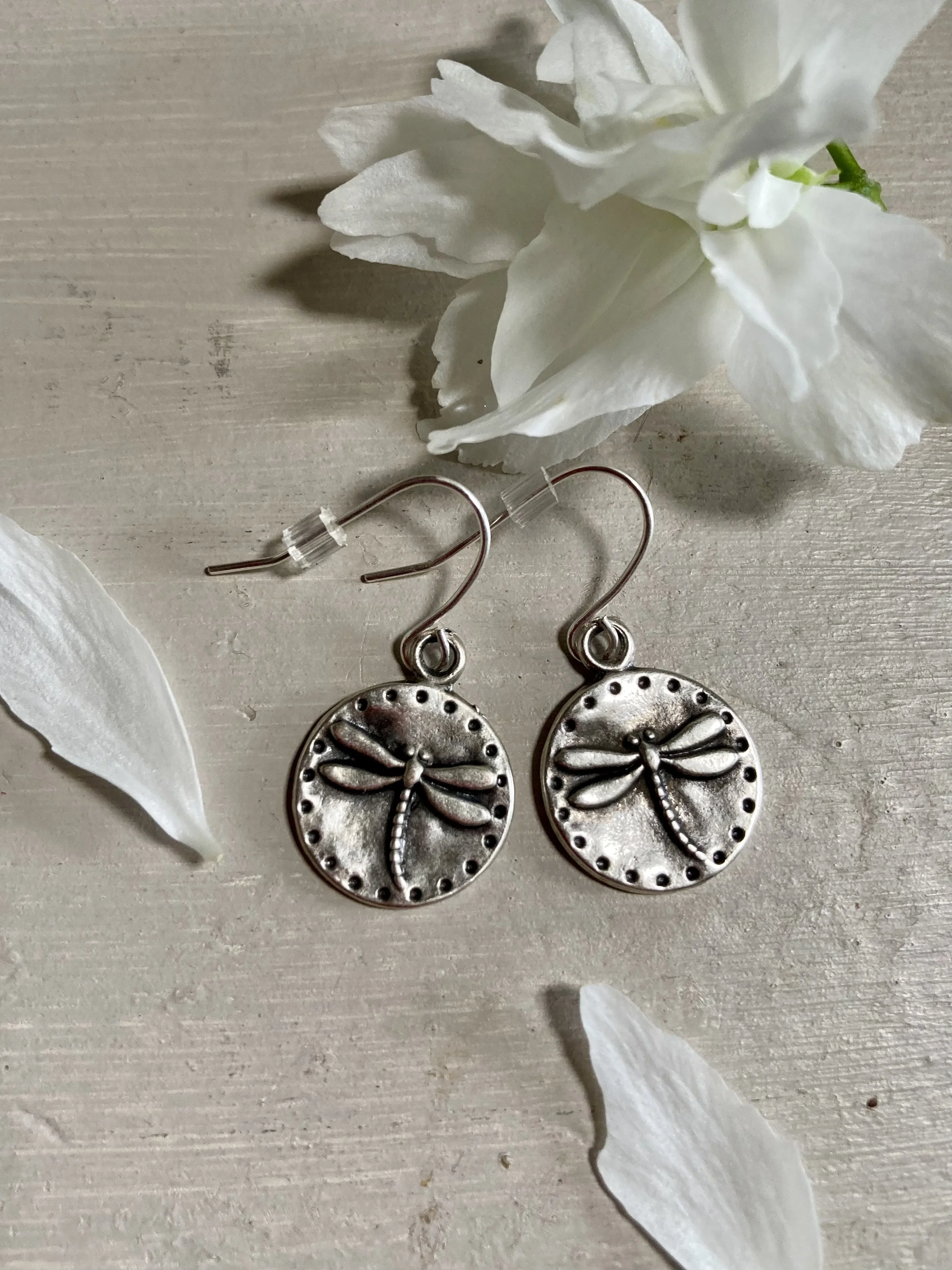 Silver or Bronzed Dragonfly Earrings, $22