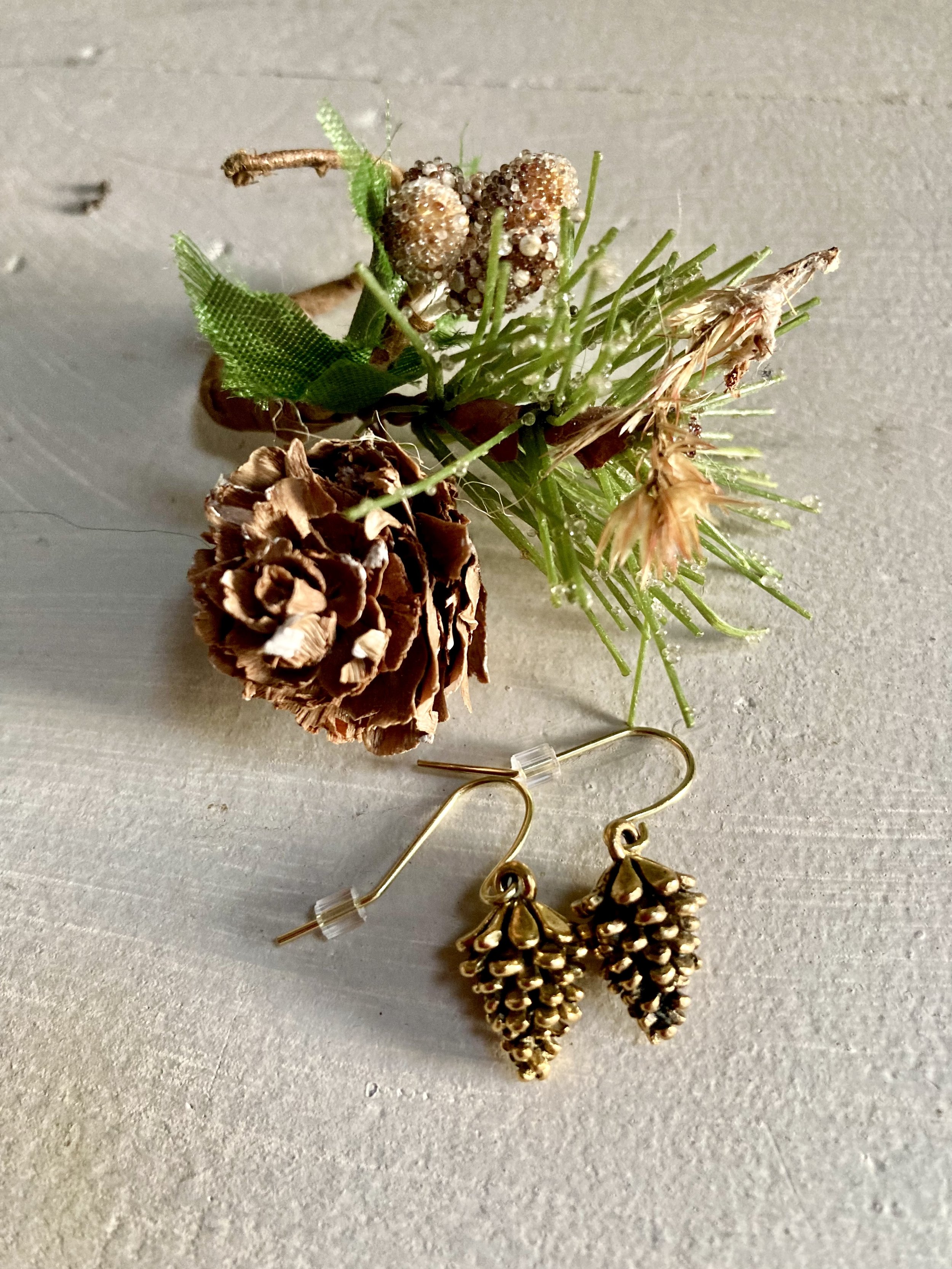 Gold Toned Pinecone Earrings