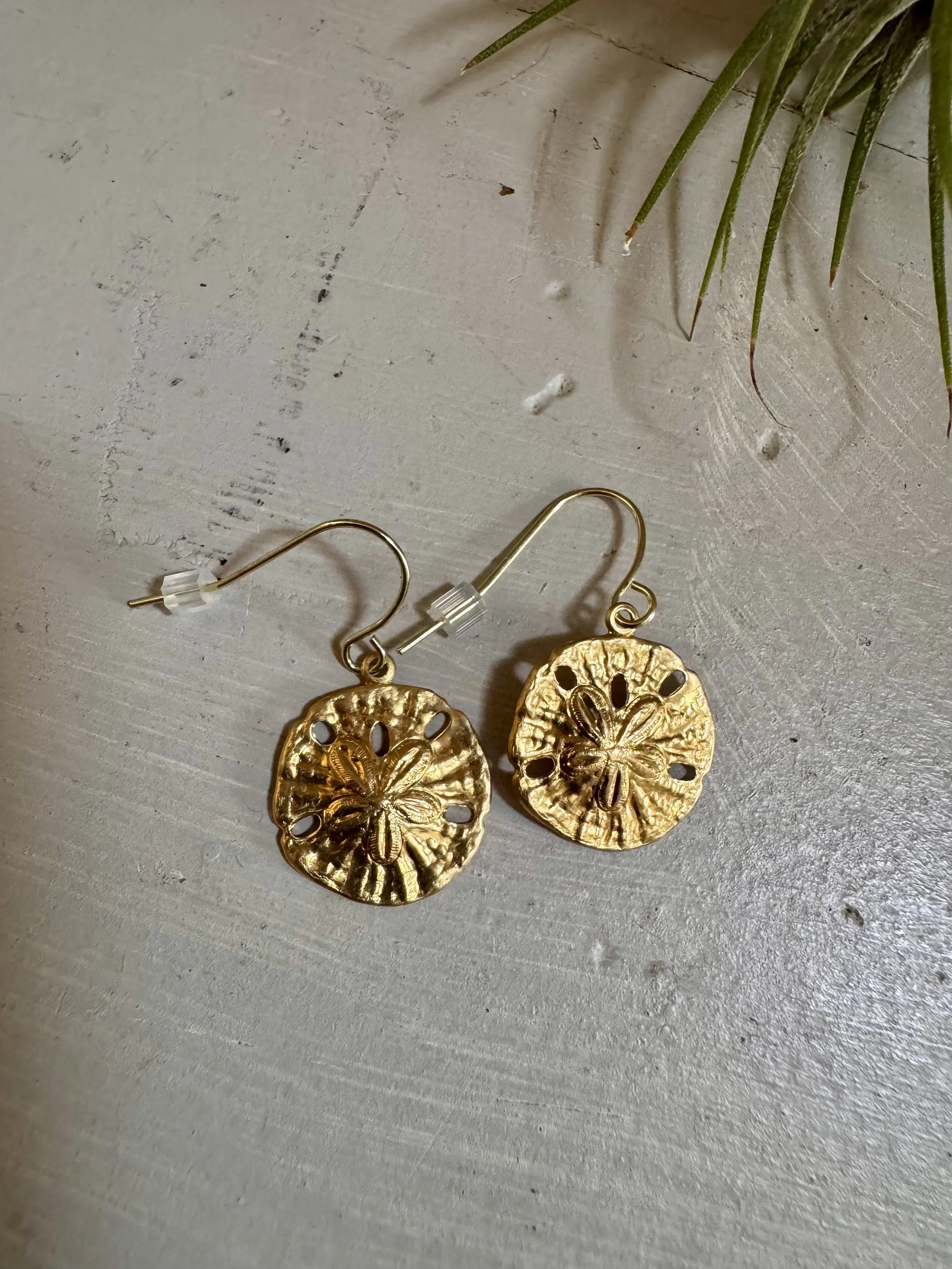 Brass Sand Dollar Earrings, $24
