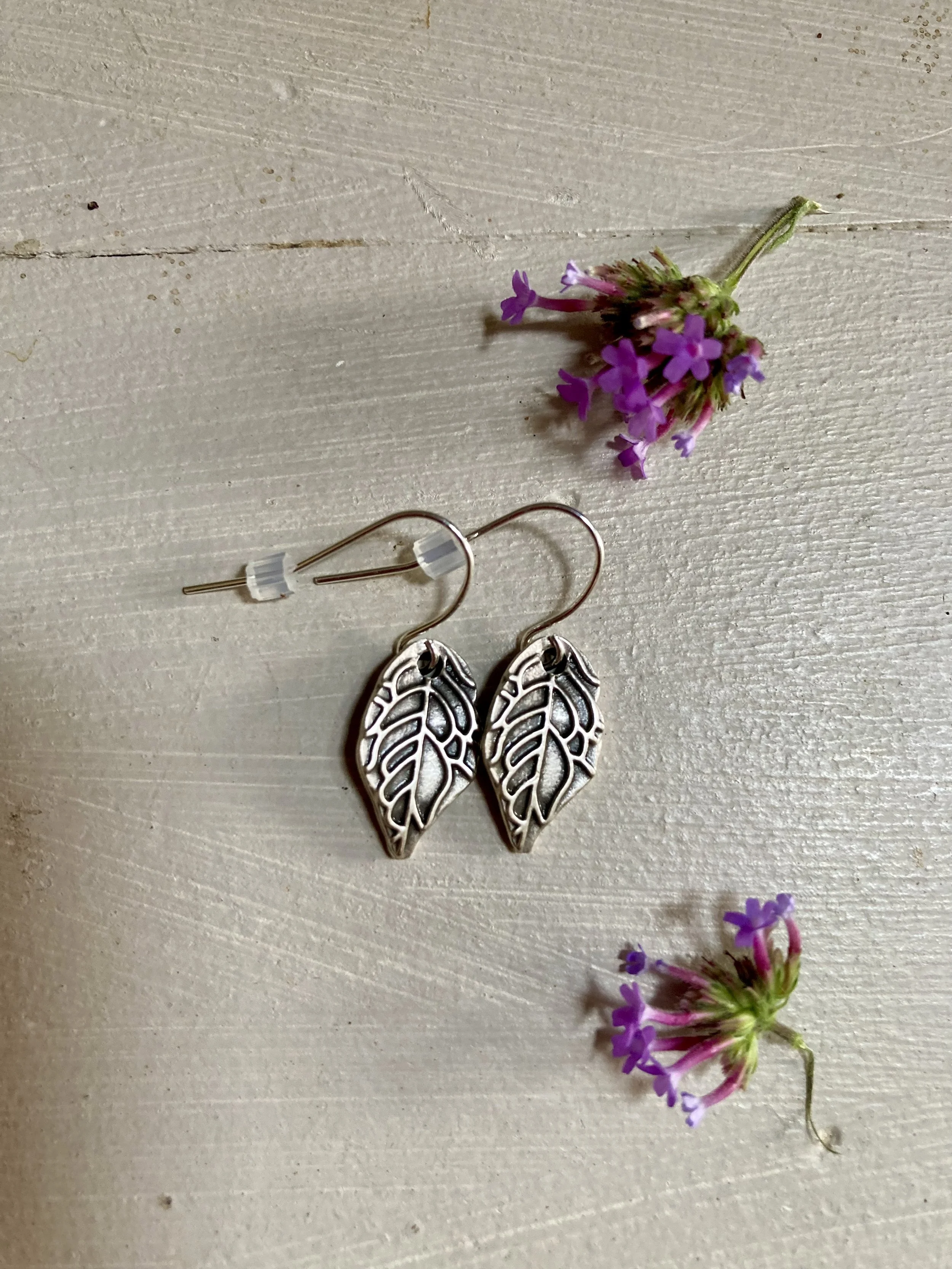 Silver Toned Leaf Earrings