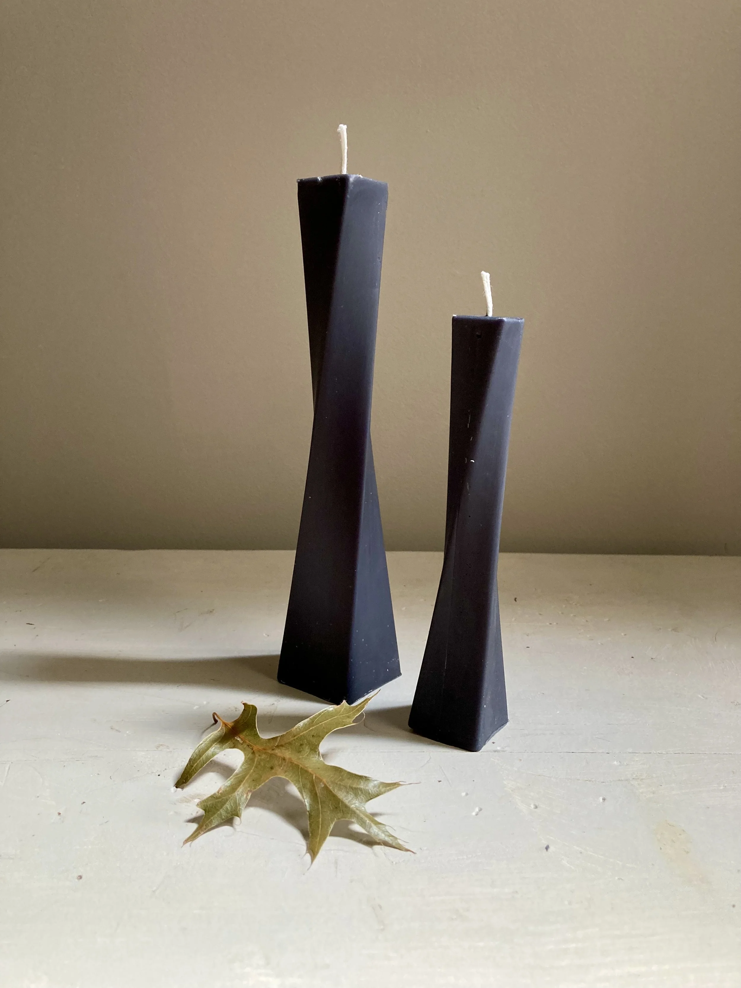 Black Beeswax Twisted Tapers