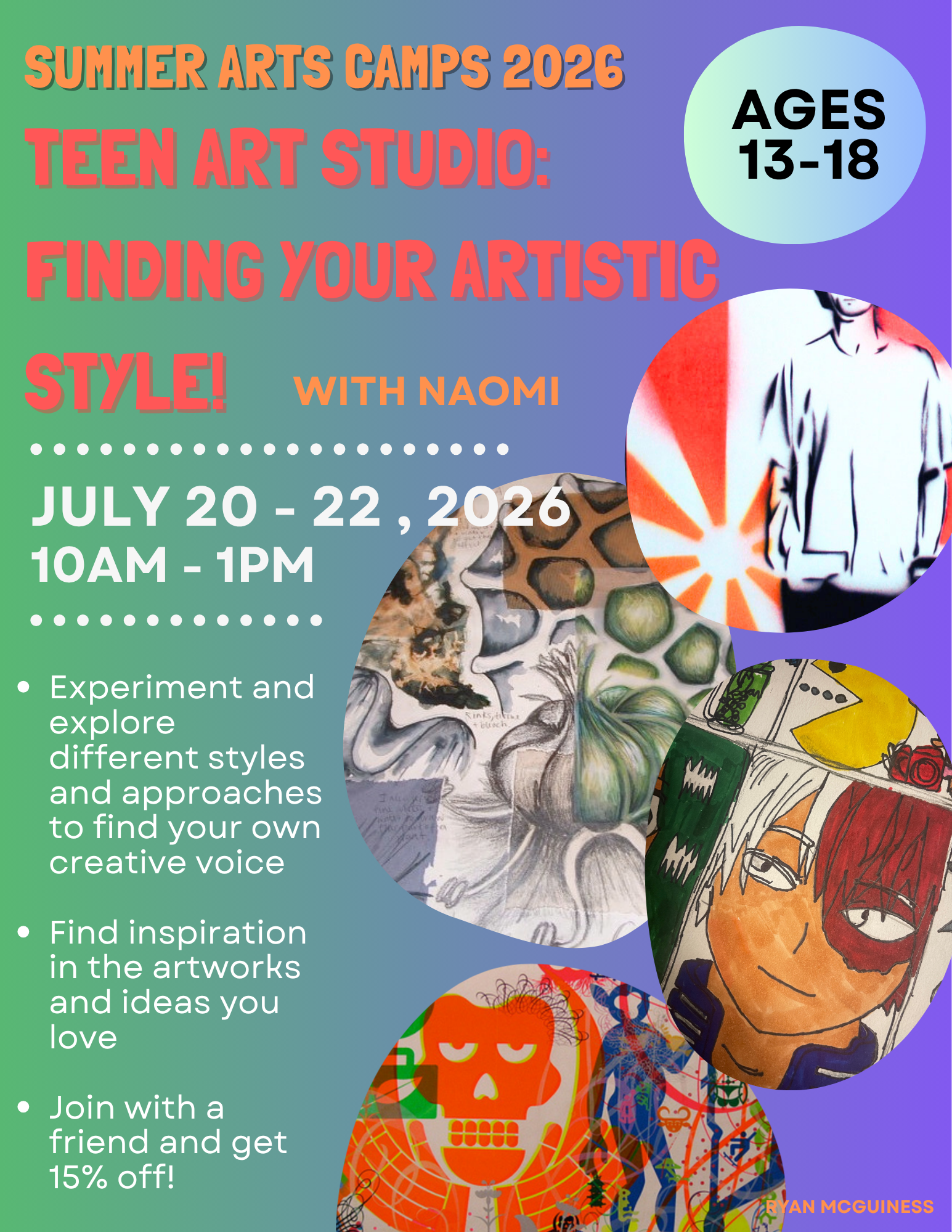Summer Arts Camps 2026 - Teen Art Studio - Find your artistic style