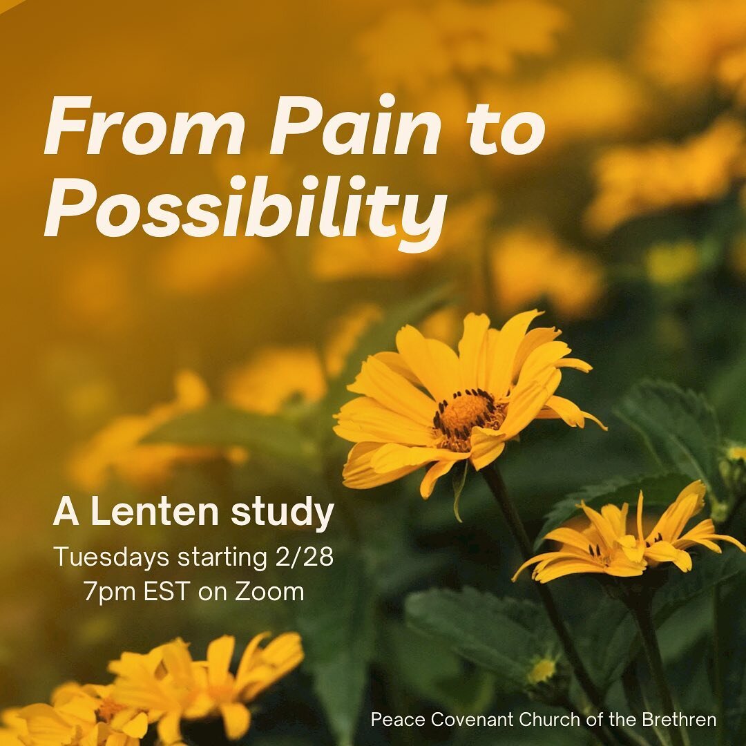 Our Lenten study, &quot;From Pain to Possibility&quot; begins tonight, 2/28. Lent offers a way of grappling with the unintelligibility of pain; it invites us to look at our lives and our deepest longings for healing, restoration, and fulfillment. Joi