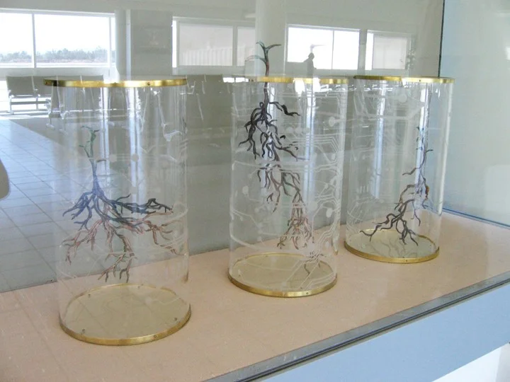 April Kawaoka Replication , 11” x 6” x 6” each, acrylic, bronze, brass (2012)