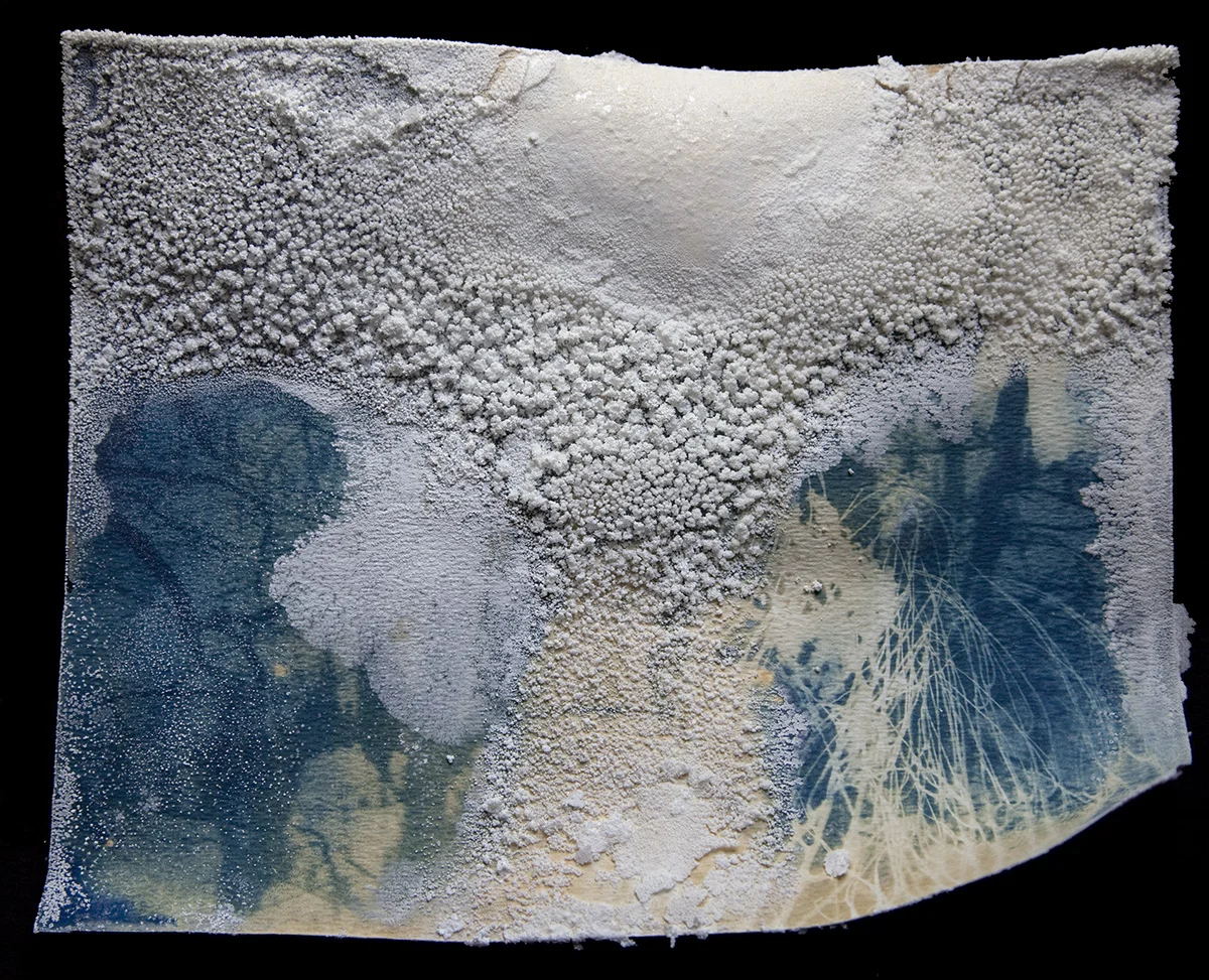 Untitled II (aerial view) , 6 1/2” x10” x 4", cyanotype and salt crystals on paper (2010)
