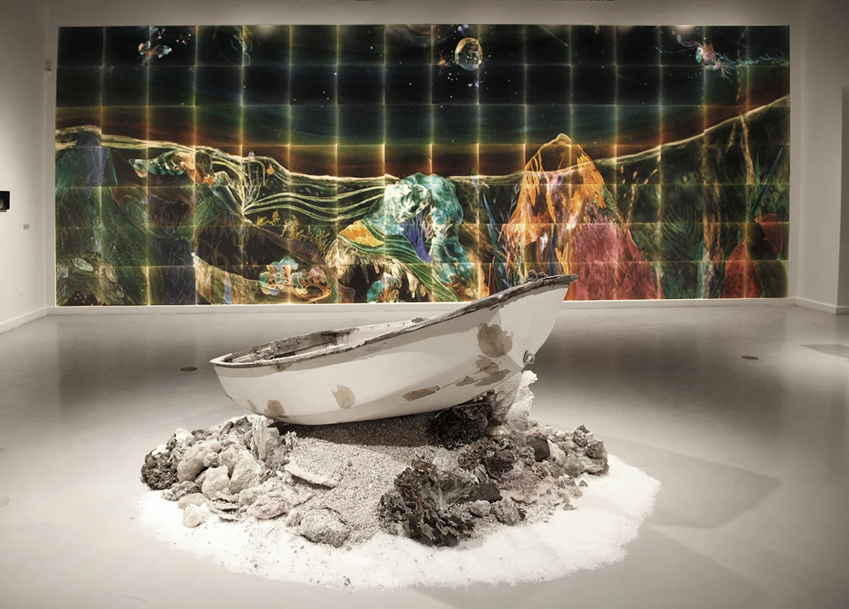 Debris From the Euhaline Seas , dimensions variable, found objects,vegetation, barnacles, minerals, salt, and borax crystallization (2010)
