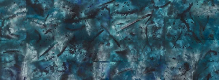 Seaweeds and Seagrasses , 78” x 204" spray paint on paper, salt crystals (2014)