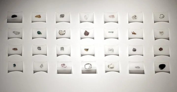 Collections , 5 x 8", mixed media on Mylar, twenty eight panels (2010) details below