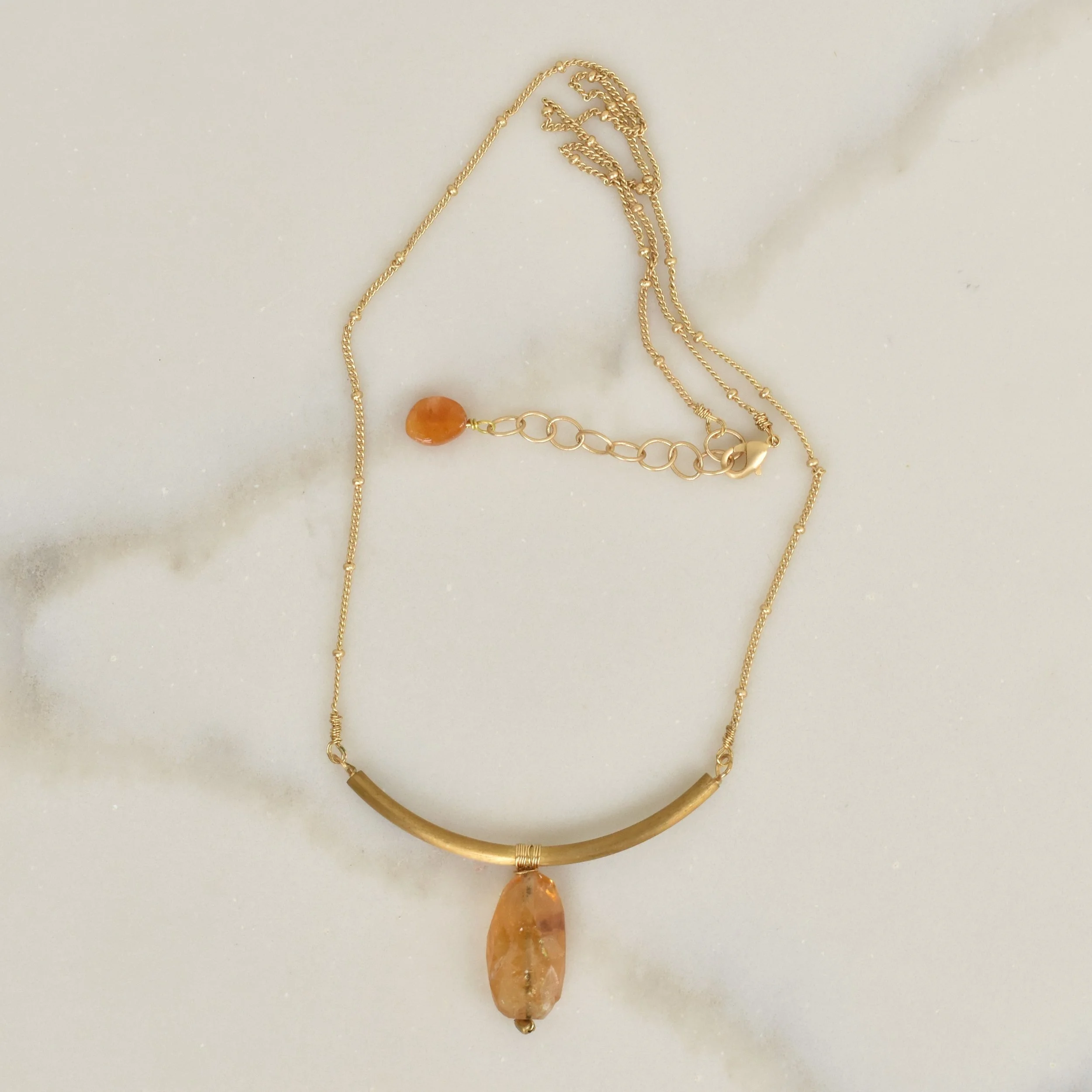 Birdie Necklace  - Yellow Quartz