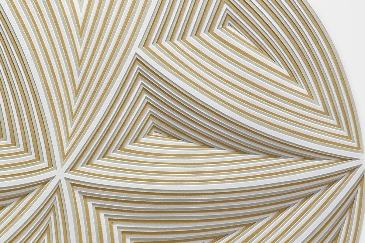 Elizabeth Gregory-Gruen Hand Cut Paper Sculpture - "Tri Color 1", 2008