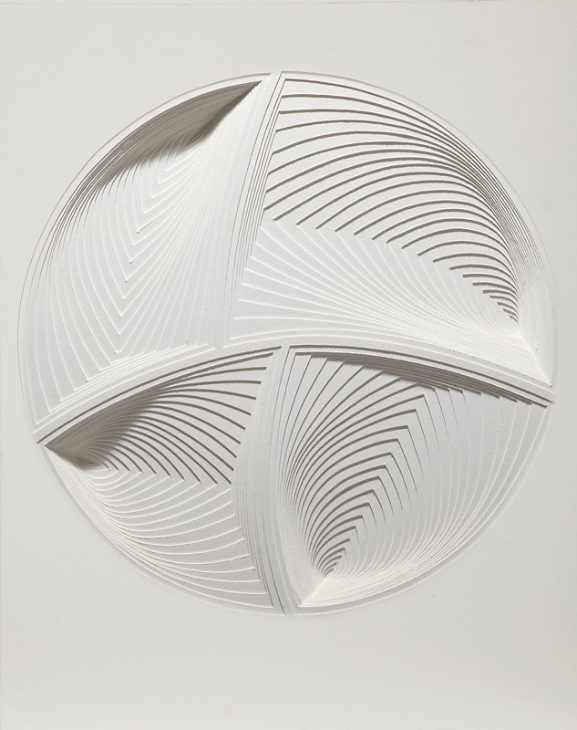 Elizabeth Gregory-Gruen Hand Cut Paper Sculpture - "White Circle - In", 2014
