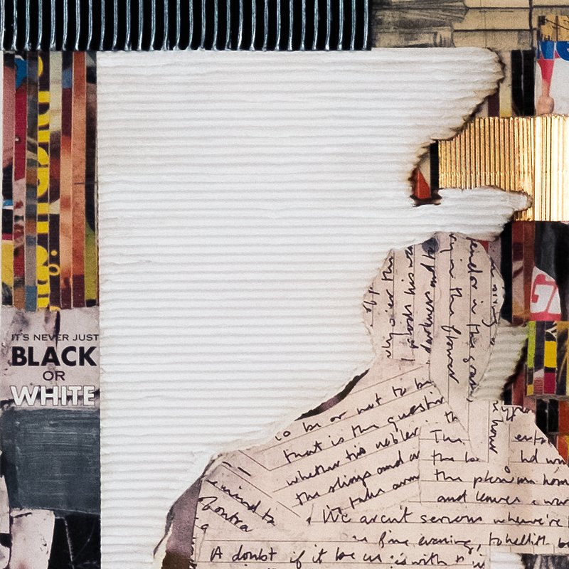 Joan Giordano Paper Sculpture &amp; Collage - "It's Never Really Black and White", 2020