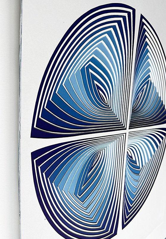 Elizabeth Gregory-Gruen Hand Cut Paper Sculpture - "Blue Gradation - In", 2023