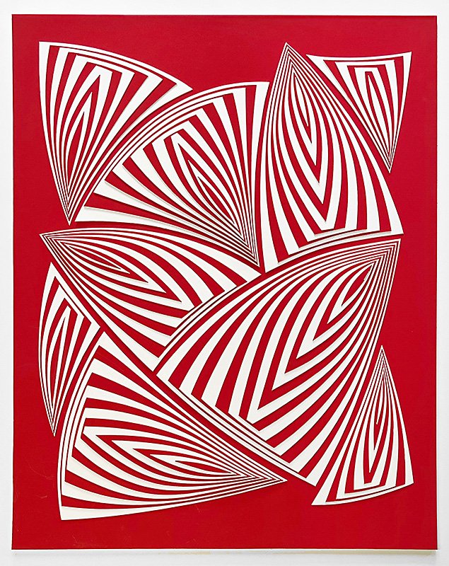 Elizabeth Gregory-Gruen Hand Cut Paper Sculpture | "Red White All Over - Out", 2023