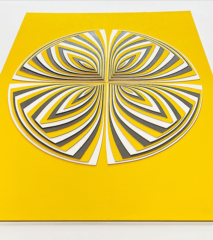 Elizabeth Gregory-Gruen Hand Cut Paper Sculpture - "Yellow Graphite - Out", 2023