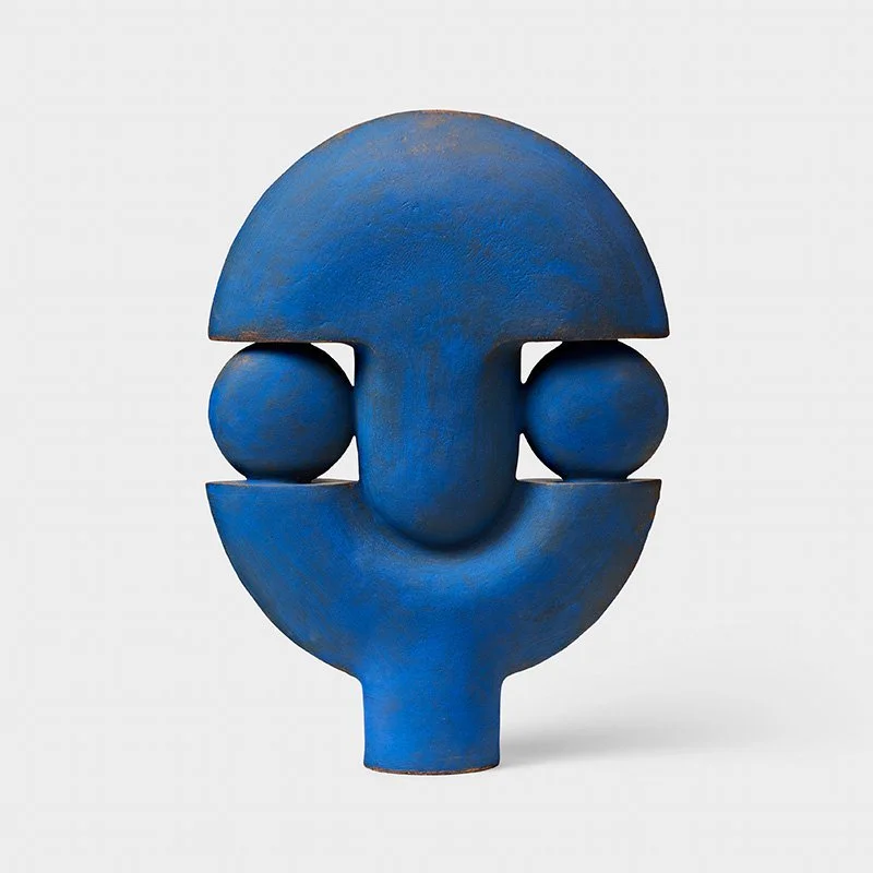   John Born Siri , 2022  Stoneware clay, red slip, blue wash 20.25" x 14.25" x 3.75"   $3,500  