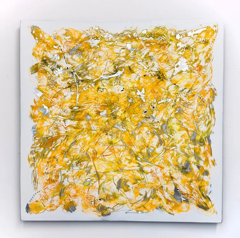  Kevin Barrett   Lemon Squeeze , 2026  Epoxy, acrylic, and urethane on aluminum 28" x 28"   $8,000  