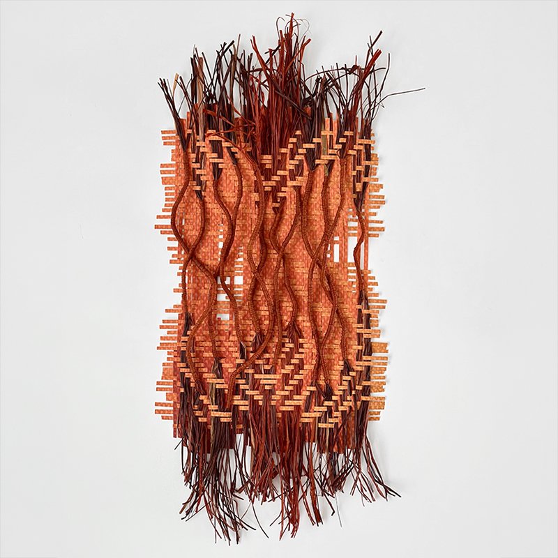   Libby Raab Intertwined , 2026  Cold press fine art paper and paper raffia framed on foam core and wood board 22" x 10"    $1,250  