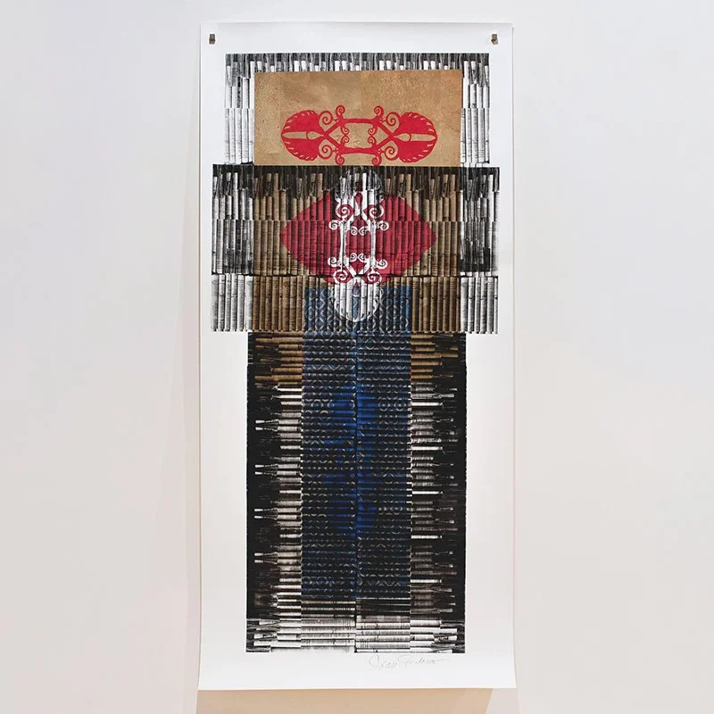   Joan Giordano Majestic , 2016  Mixed media, photo lithograph on yupo paper 66" x 30"   $7,500  
