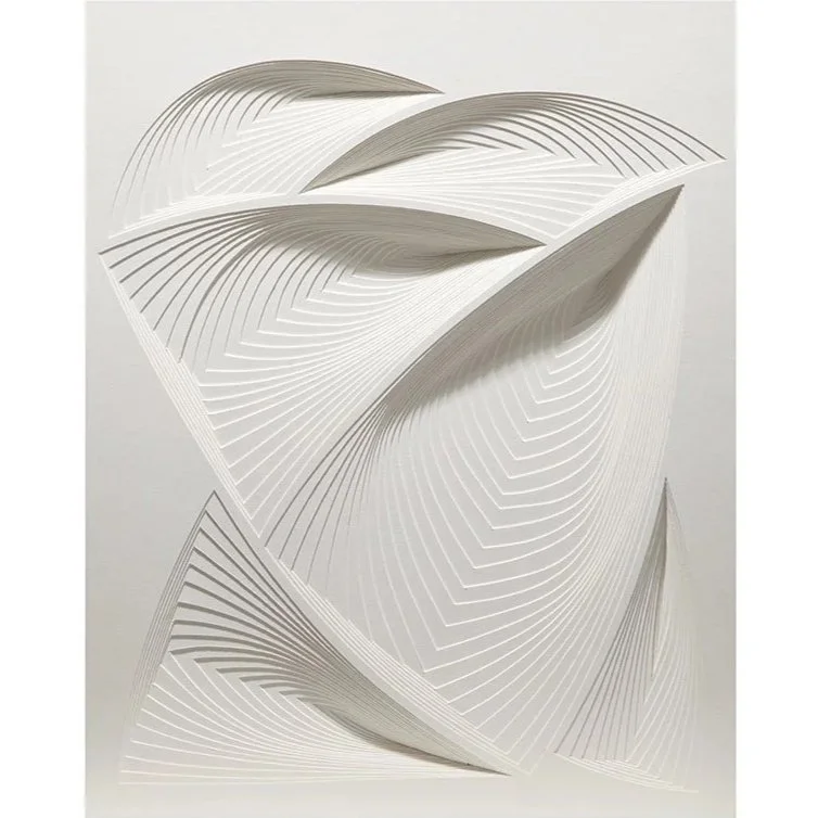   Elizabeth Gregory-Gruen White Free Form - In , 2014  2-ply museum board, hand cut paper, framed in white wood shadow box 24" x  20"   $5,500  