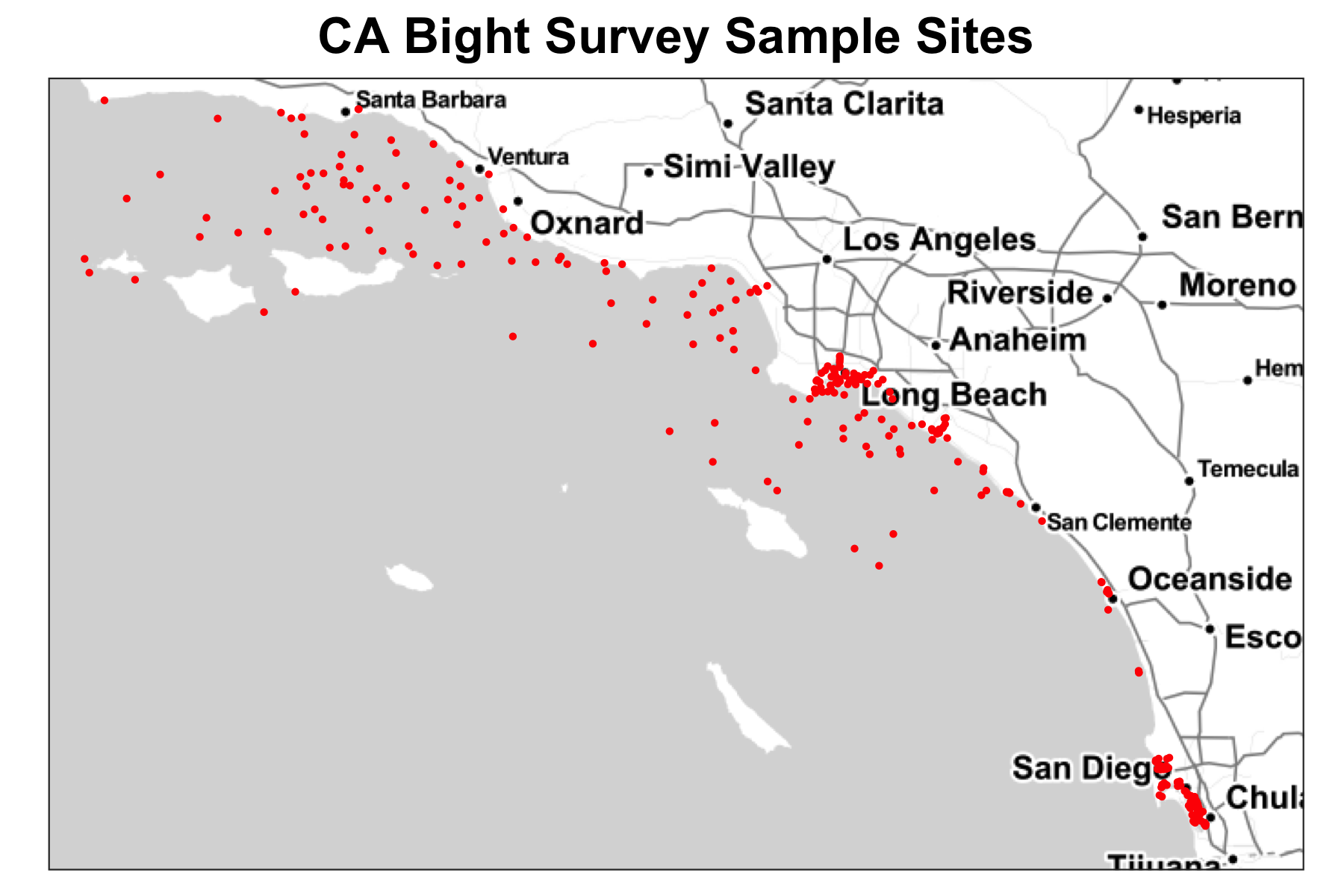 ~300 sampling locations being analyzed as part of the 5-year Southern California Bight Survey (collaboration with SCCWRP)