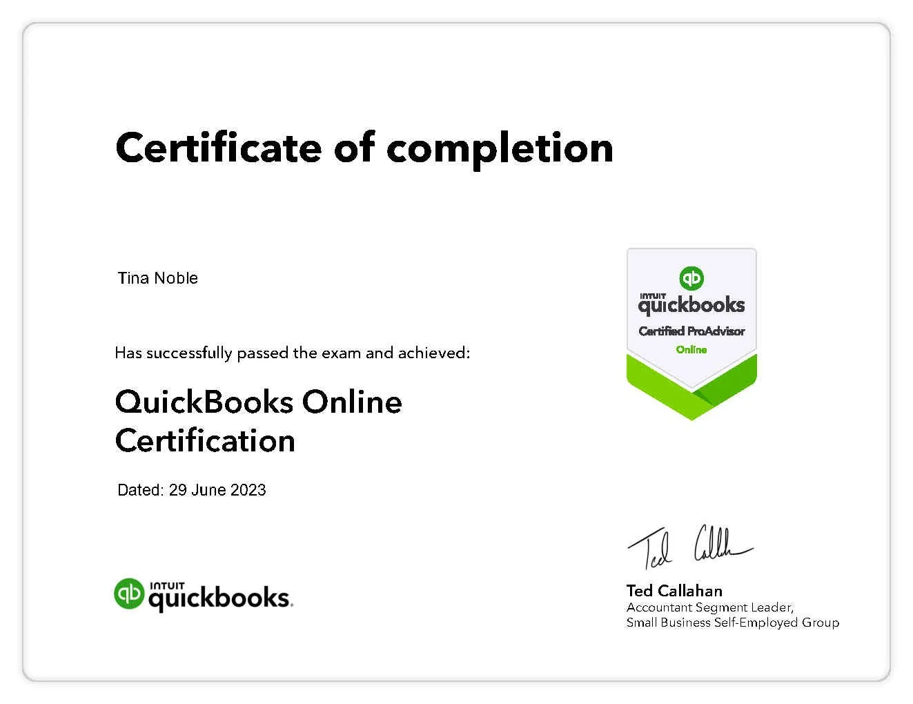 2023 QuickBooks Online Certification