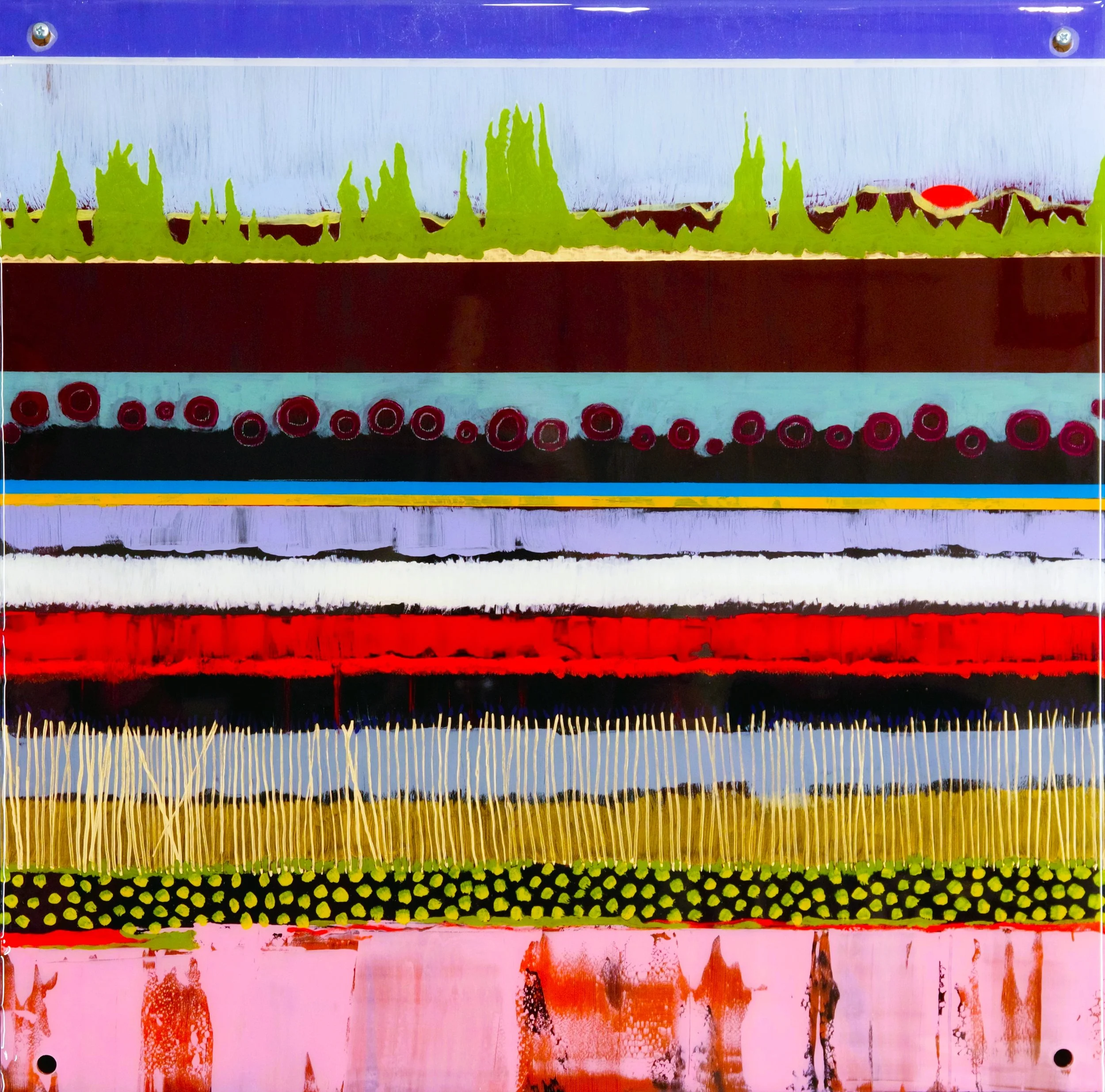 Striations; Oil on Pexiglass; 24" x 24"; Available at Schoonover Gallery