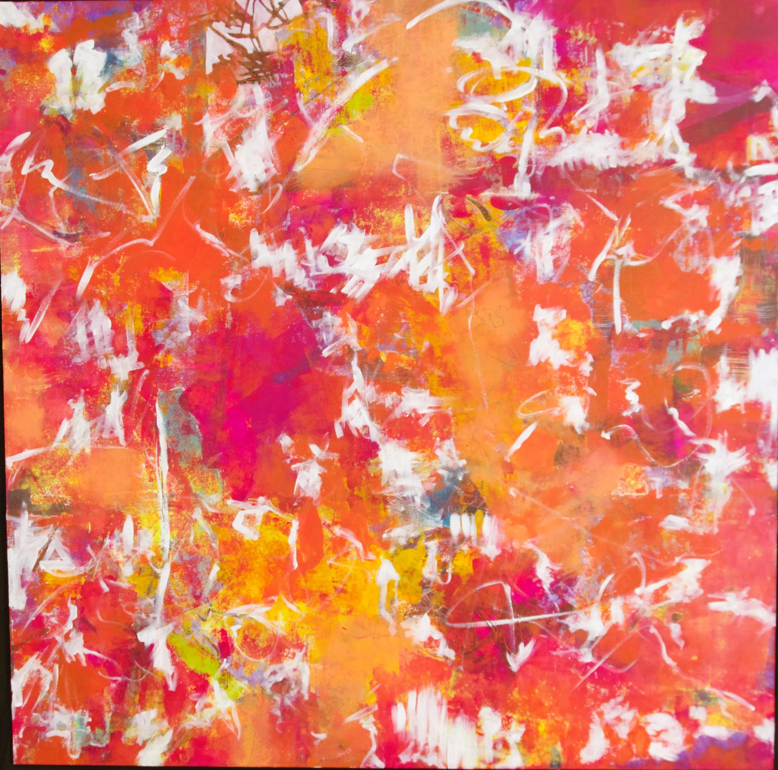 Reaching through the Surface; Oil on Aluminum Panel; 36" x 36" Framed; Available at Olson Larsen Gallery 