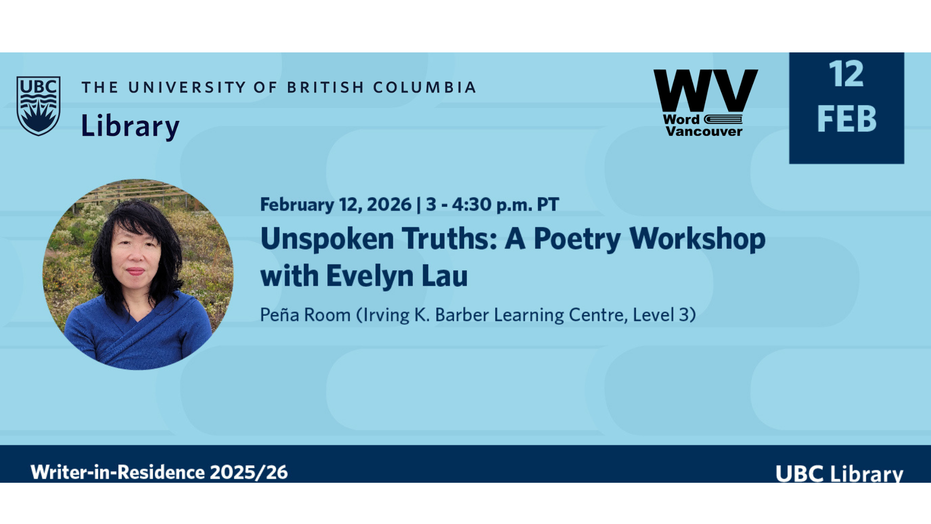 Unspoken Truths: A Poetry Workshop with Evelyn Lau