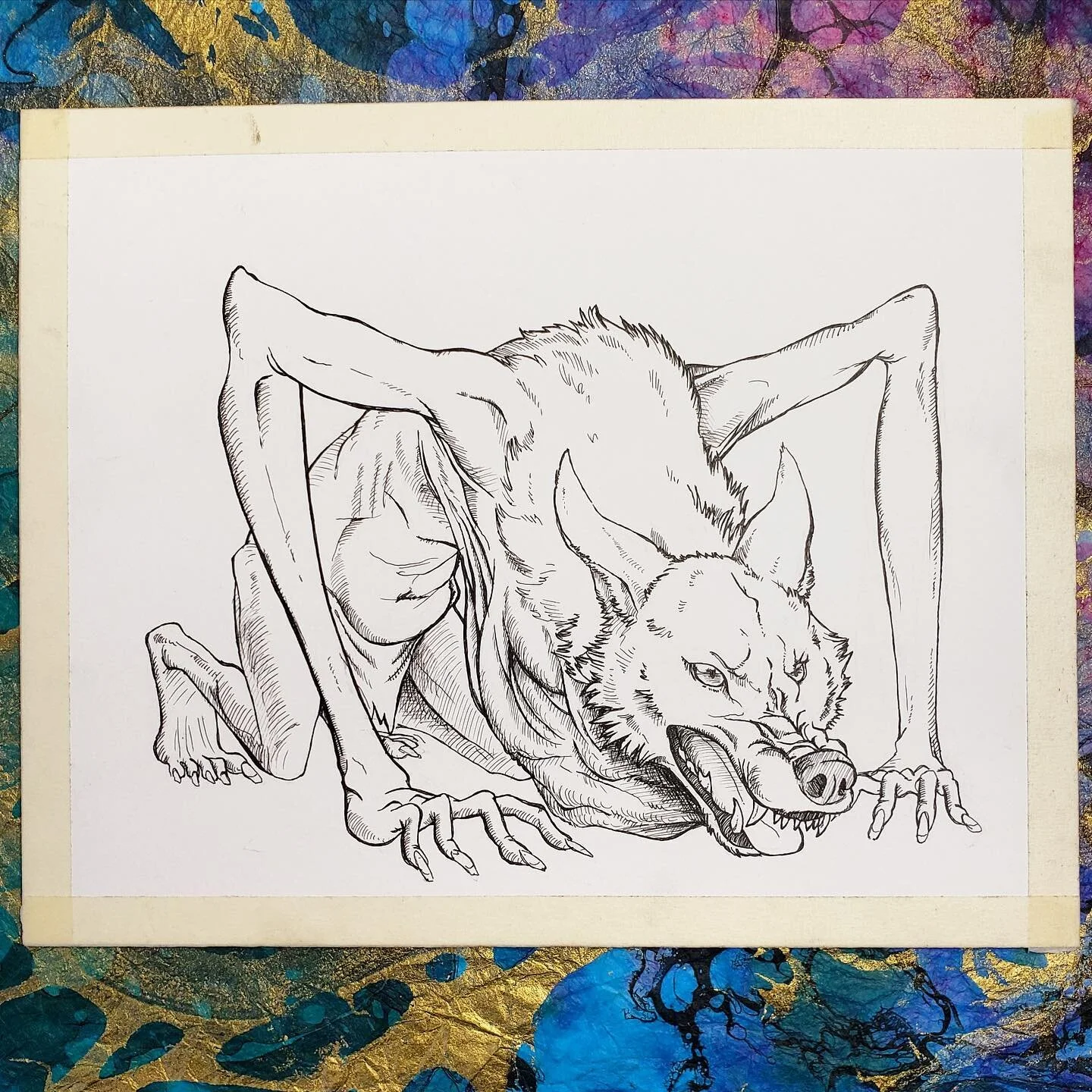 InkTober/MythicMay Entry 8: Cheeroonear

I don't think I've ever done an Australian myth here before! Cheeroonear is a character from Aborigional Mythology - a sort of dingo-wolf-man, Cheeroonear lived in and ravaged the Nullabor Plain in southern Au
