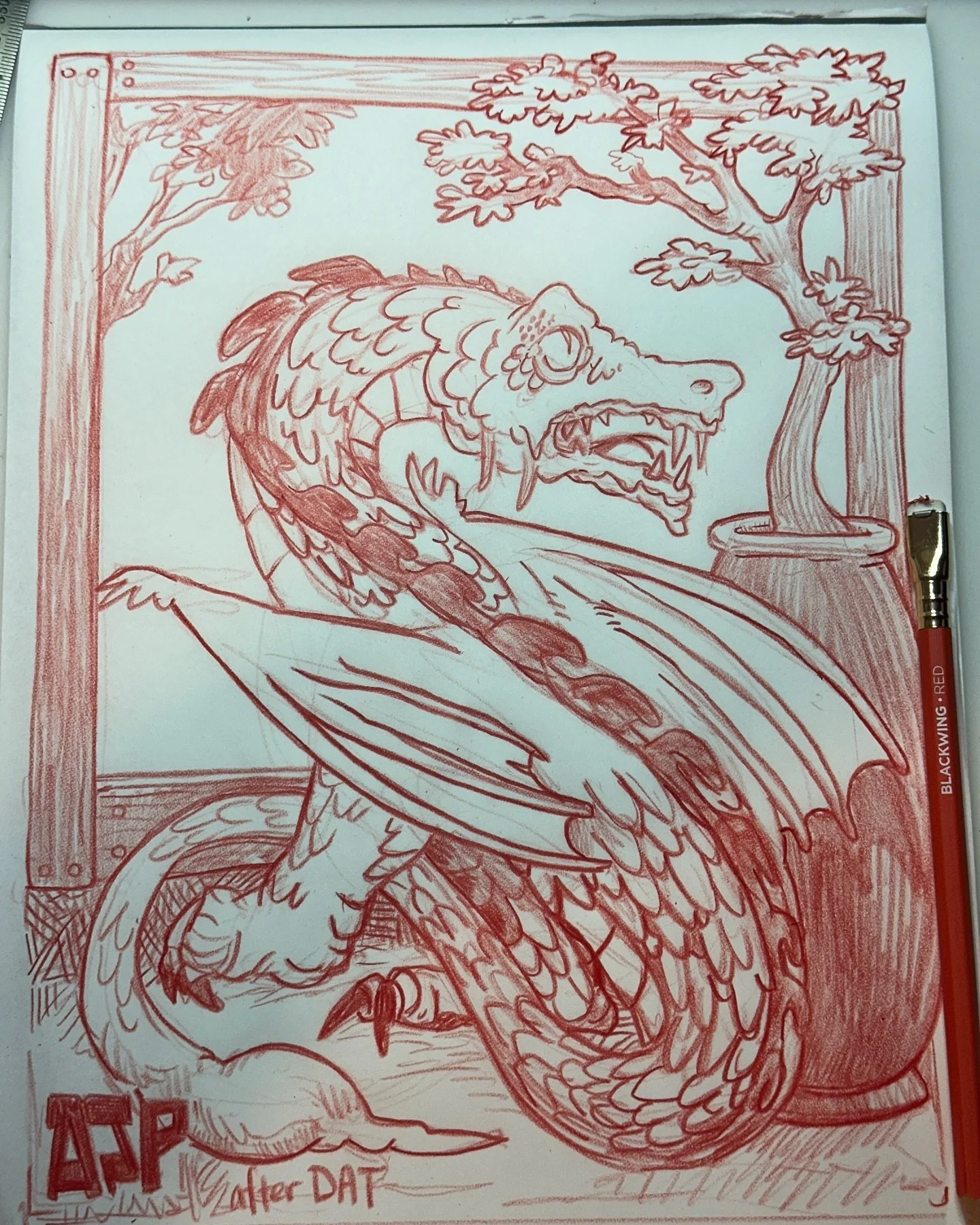 You know when a drawing feels good you can&rsquo;t wait to finish it.  There are so many that are frustrating you start to celebrate even parts of drawings.  #timewarp #keepdrawing #drawdaily #dragonwagonbooks @blackwing #dragonart #trampier #dungeon