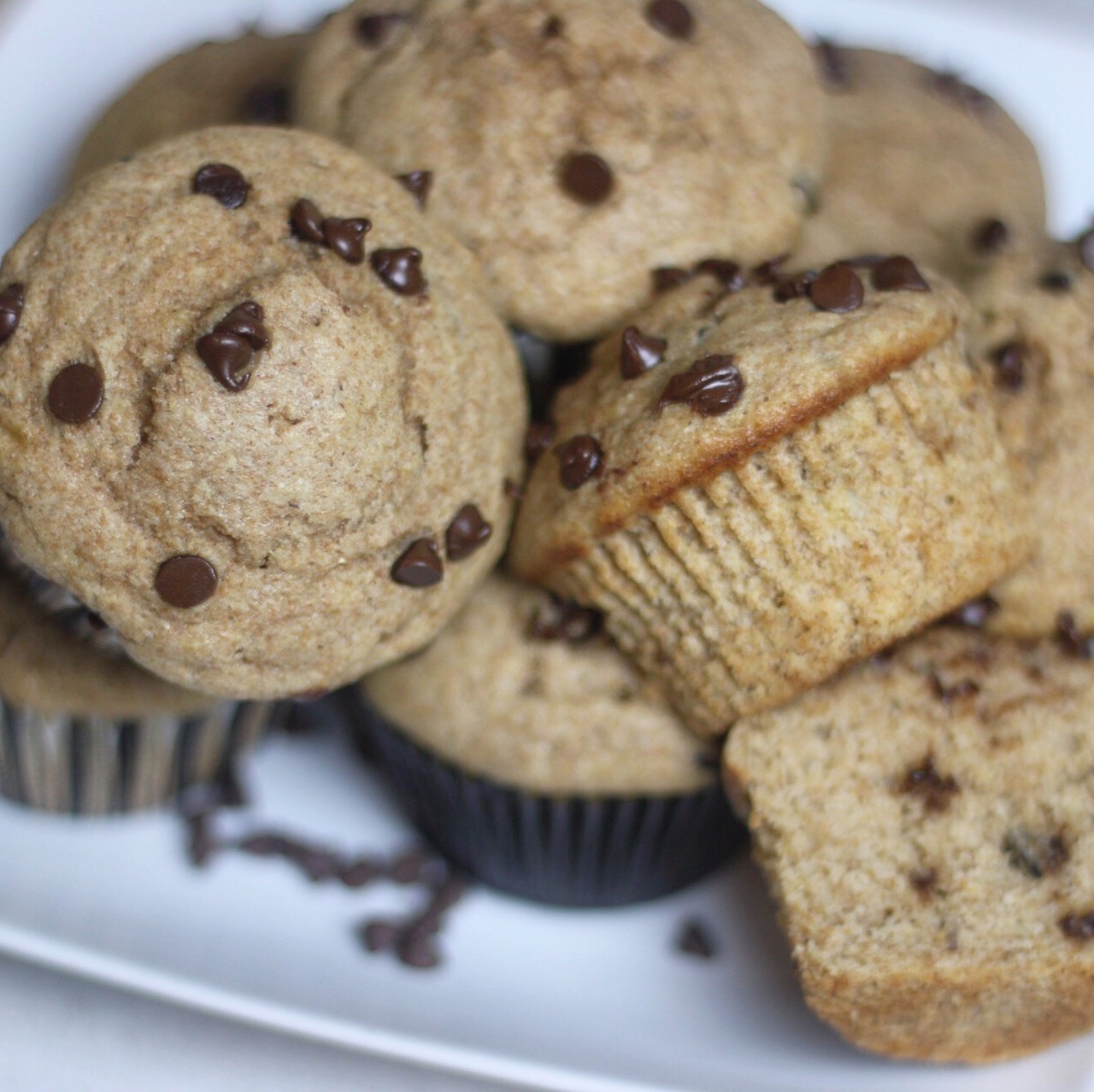 Whole-Wheat Banana and Chocolate Chip Muffins