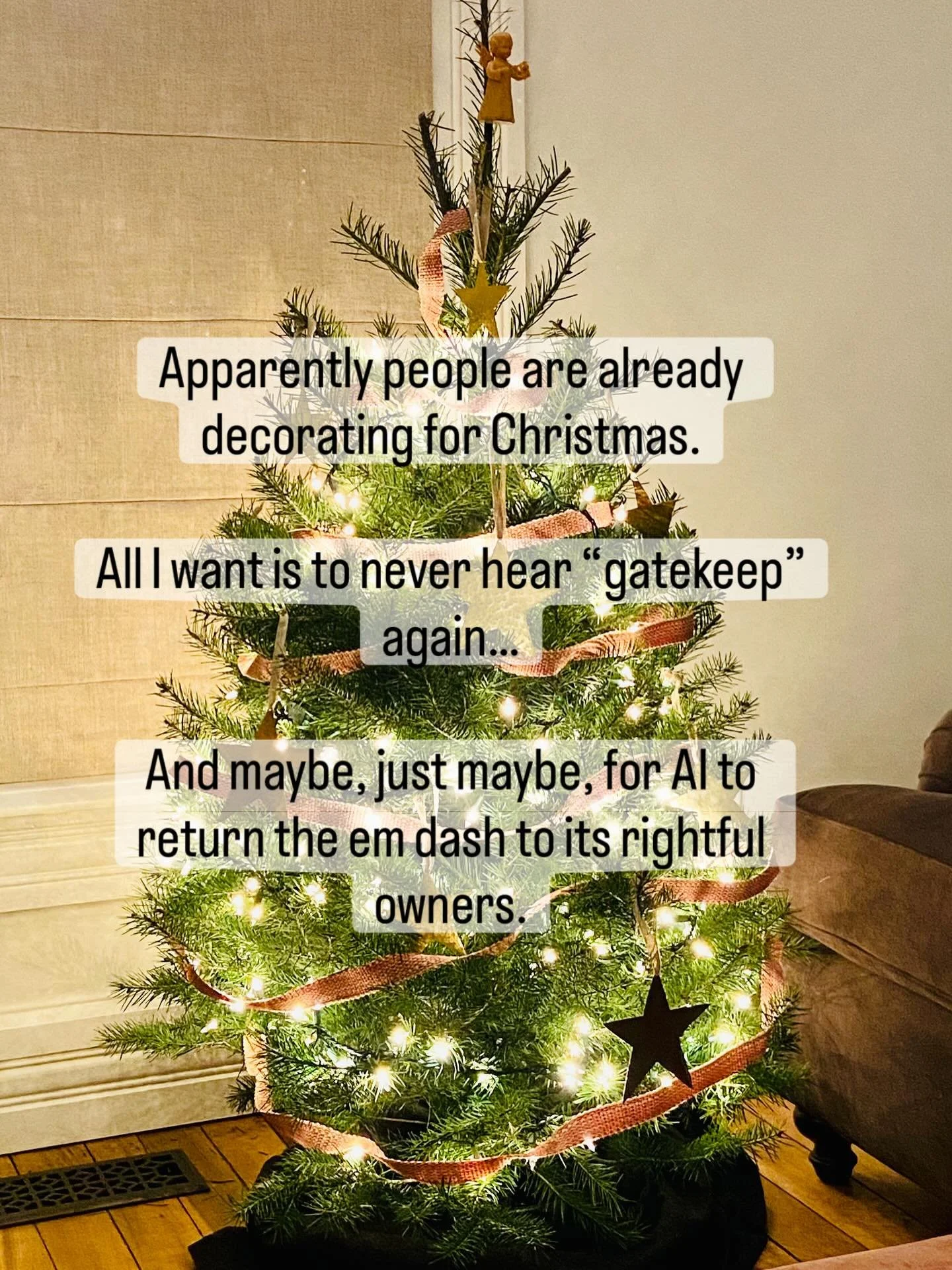 If people are putting their trees up before Thanksgiving, I&rsquo;m sending my list to Santa right now. 🎄

#bringbacktheemdash #nomoregatekeeping #christmaslist