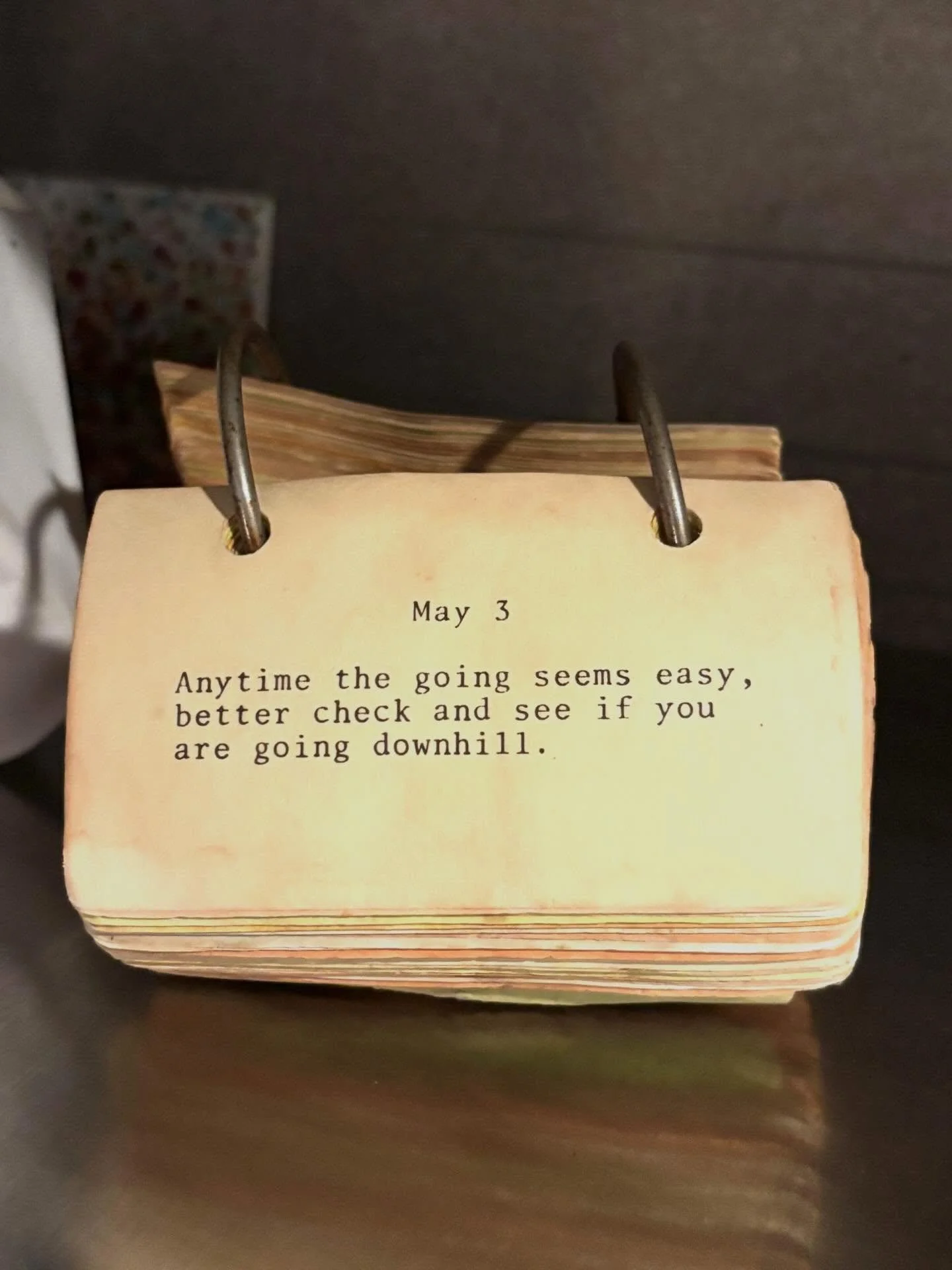 Today&rsquo;s calendar wisdom? Touch&eacute;. (Coming in from the apartment above the gallery&hellip;figuring it all out in real time.)