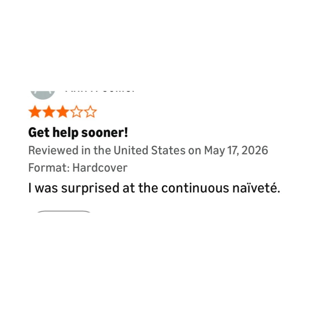 New fave review of TOOT. 

And I agree with her - I mean, YES - we should get help sooner. Bonus points for proper use of na&iuml;vet&eacute;! 😂