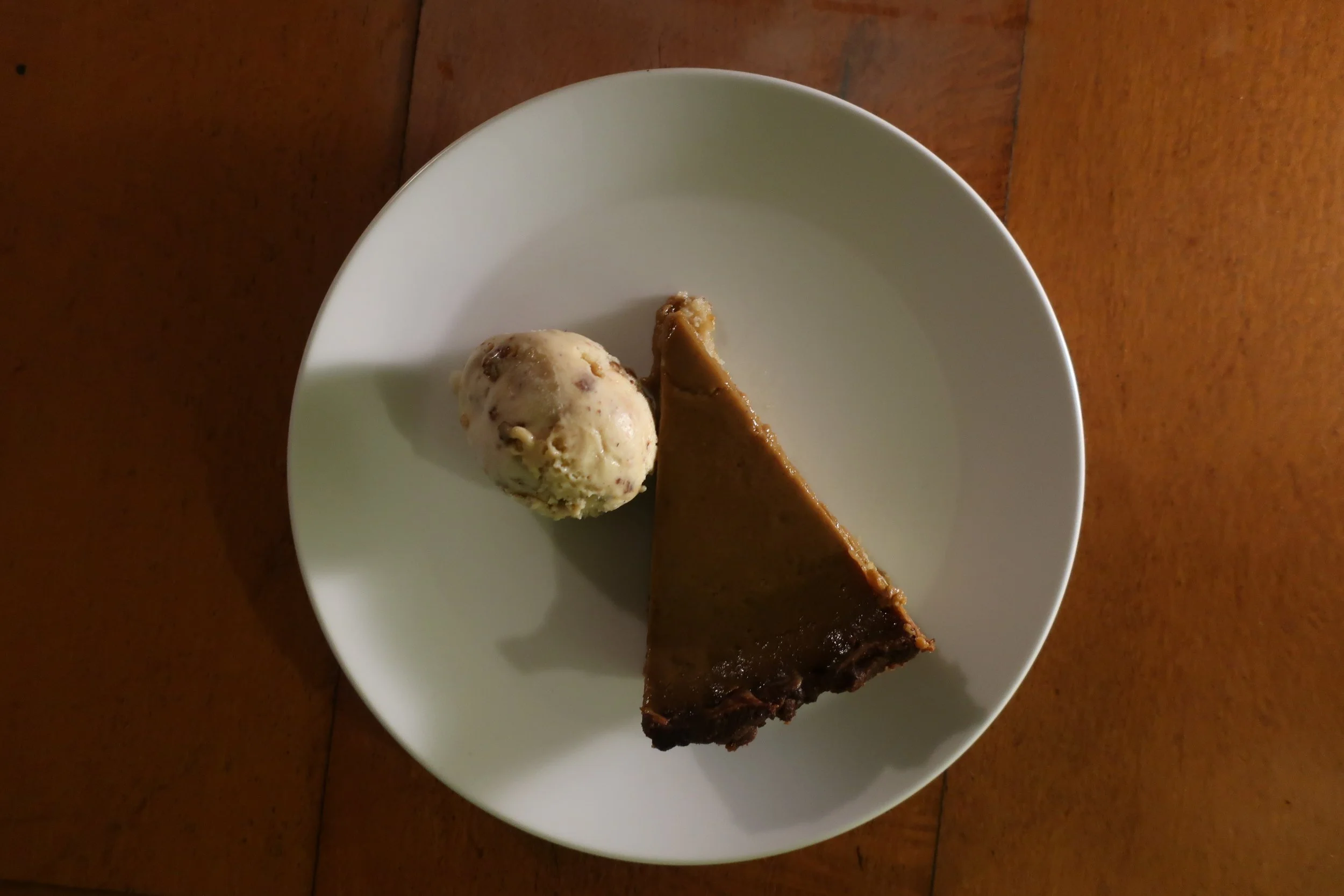 Pumpkin Spice Latte Pie with Bourbon and Pecan Praline Ice Cream