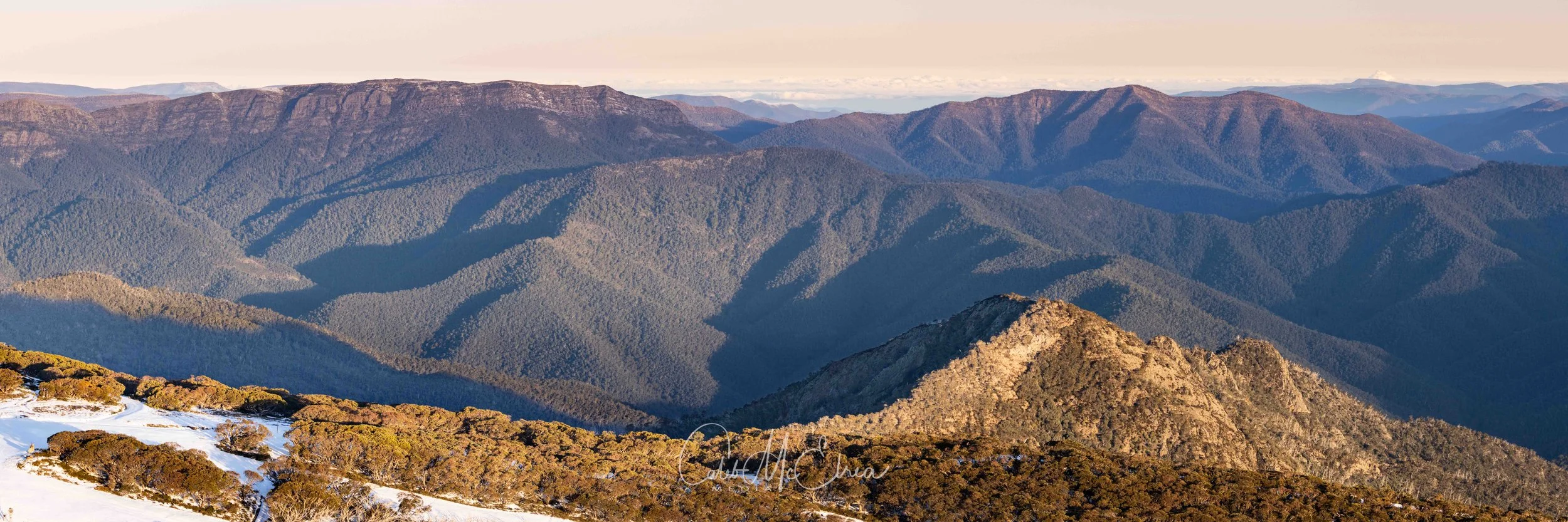 The Bluff & Little Mt Buller - Winter Sunset