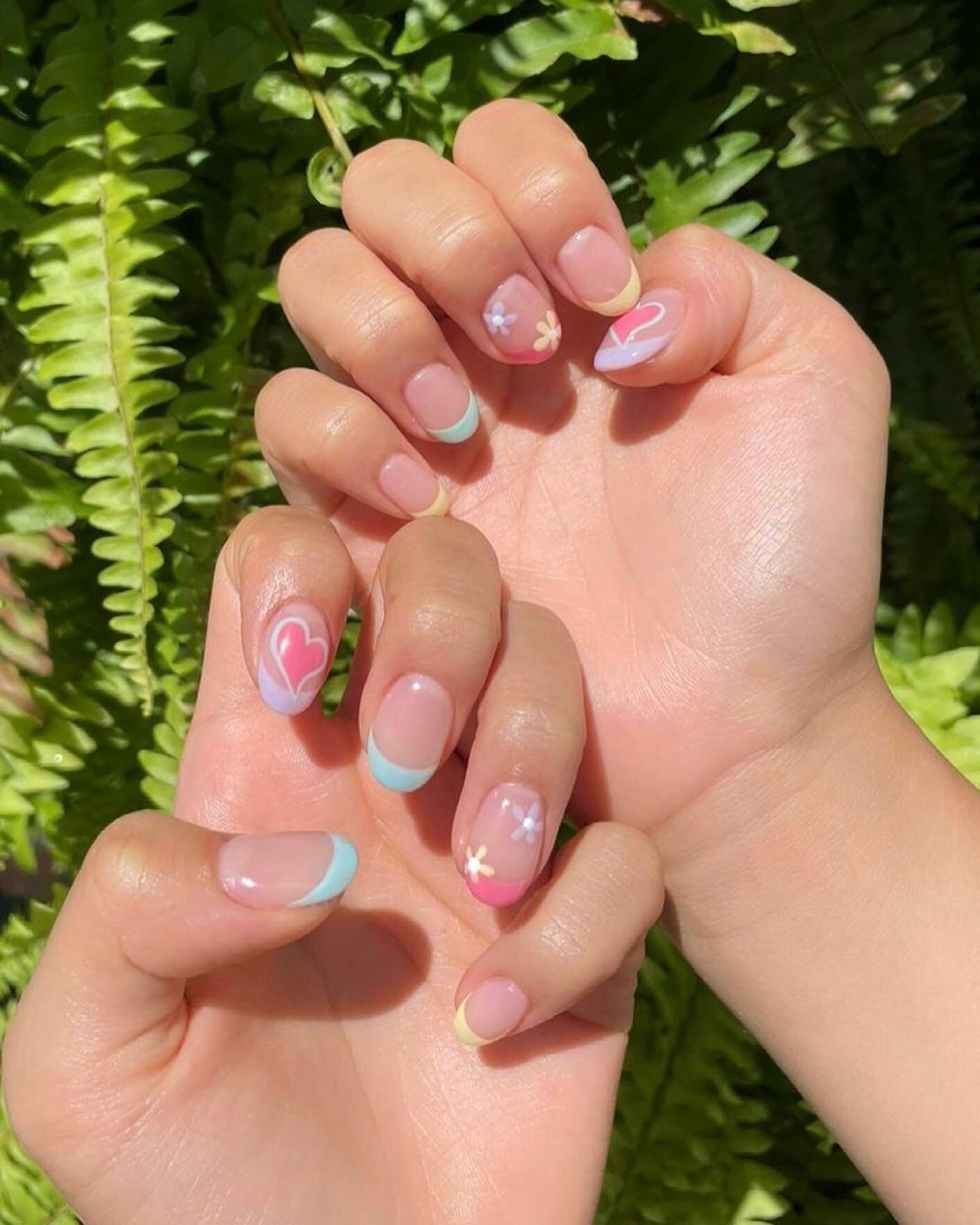 🤪 Funky French tips! 
⁡
Which one is your fave?  1️⃣or 2️⃣? 
⁡
📲 WhatsApp us or click the Book Now button to book your funky French tips on top of a Signature Gel Mani!
⁡
#FreshlyTinted
⁡
#frenchnails #funkyfrench #funkynails #summernails #uniquena
