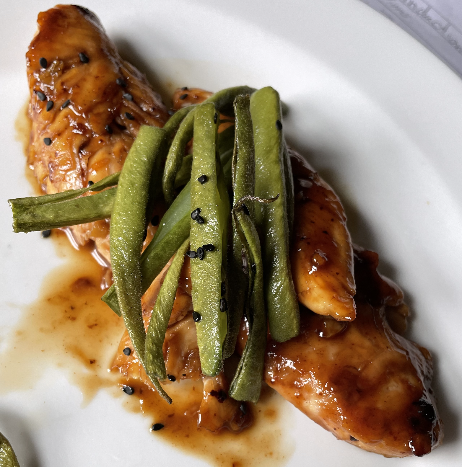 Teriyaki Chicken or Aubergine with Oriental Beans