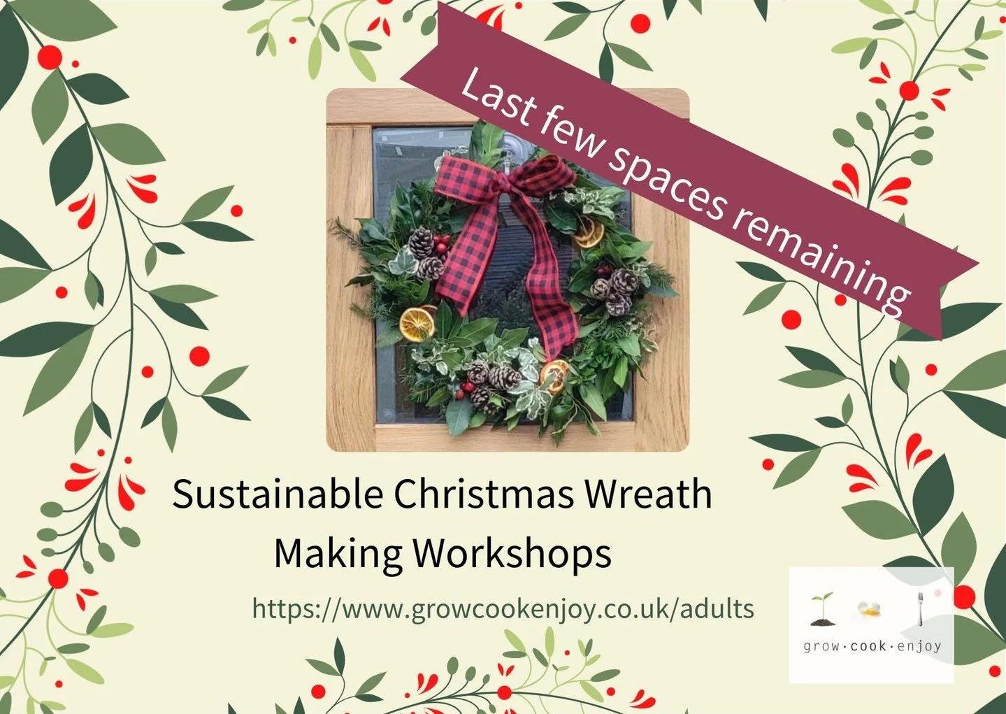 Just a couple of spaces left in tomorrow's final wreath making session of 2025! venue the Horton Epsom. #wreathmaking #christmas2025