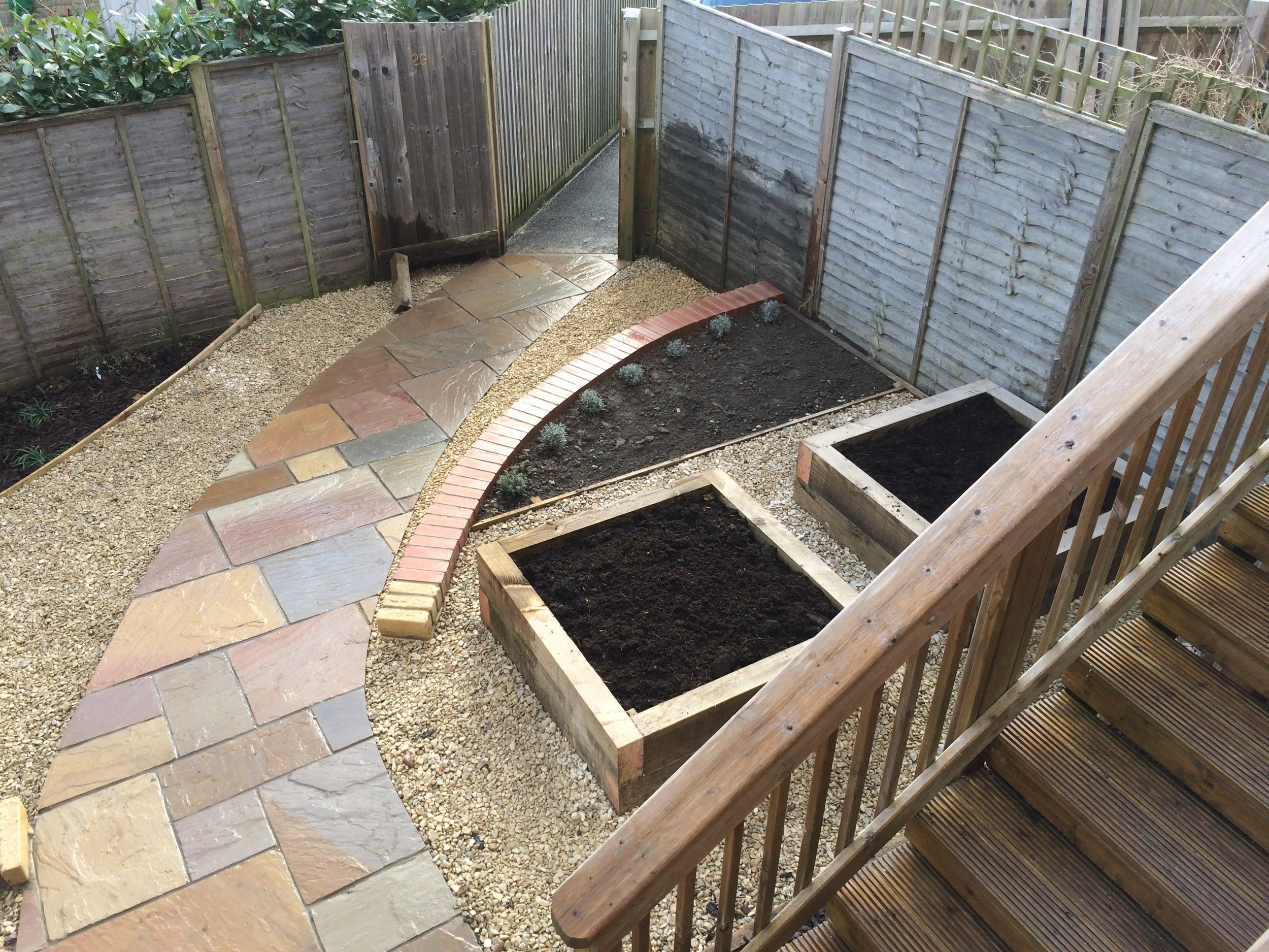 The view from the pre-existing raised beck – the client was as delighted as we were!