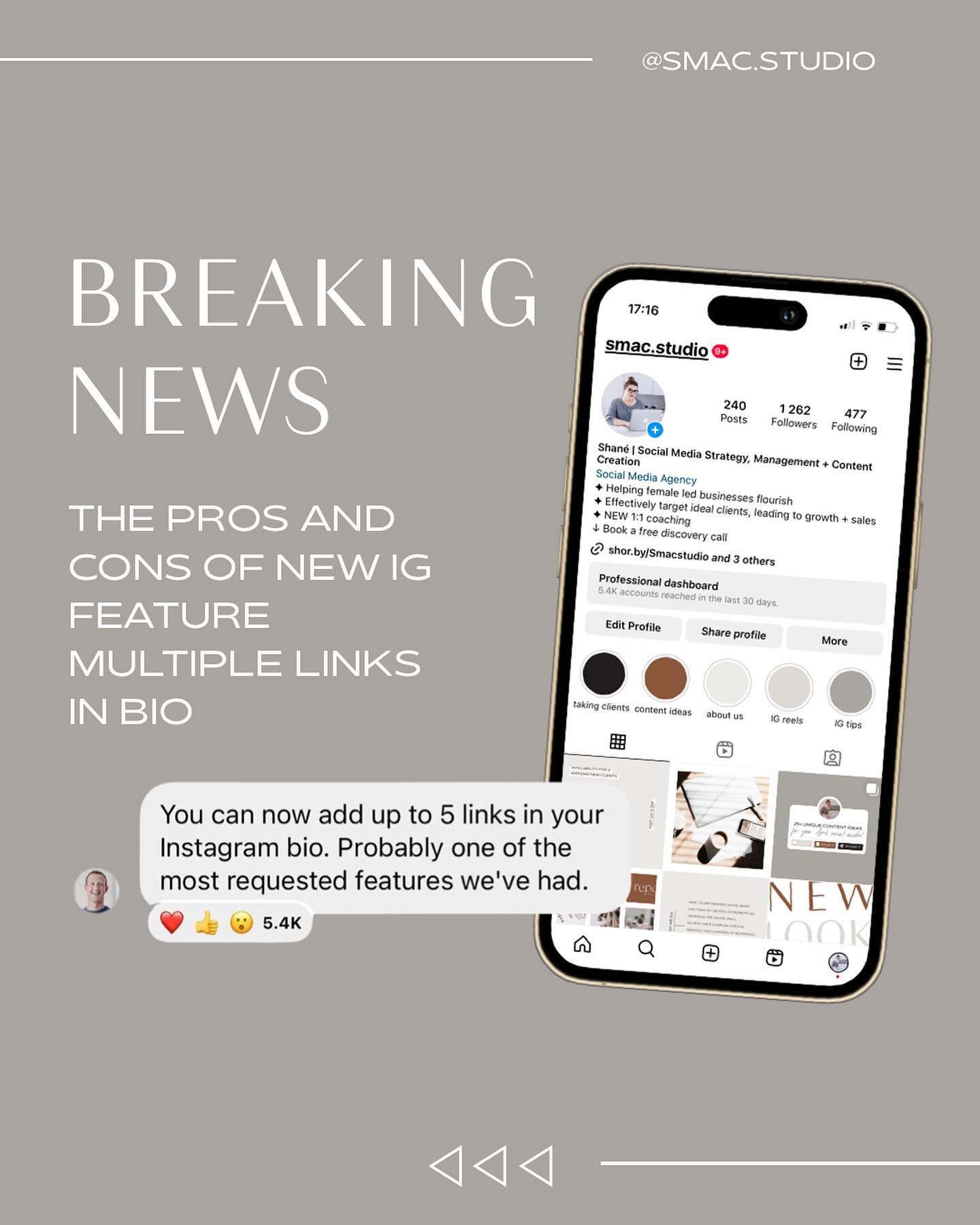 HOT TAKE🔥: We&rsquo;re going to pass on using this new feature, scroll through to see why.📲

We still wish they would allow a link for each individual post / reel as that would be hugely helpful! But we understand that they want people to stay on I