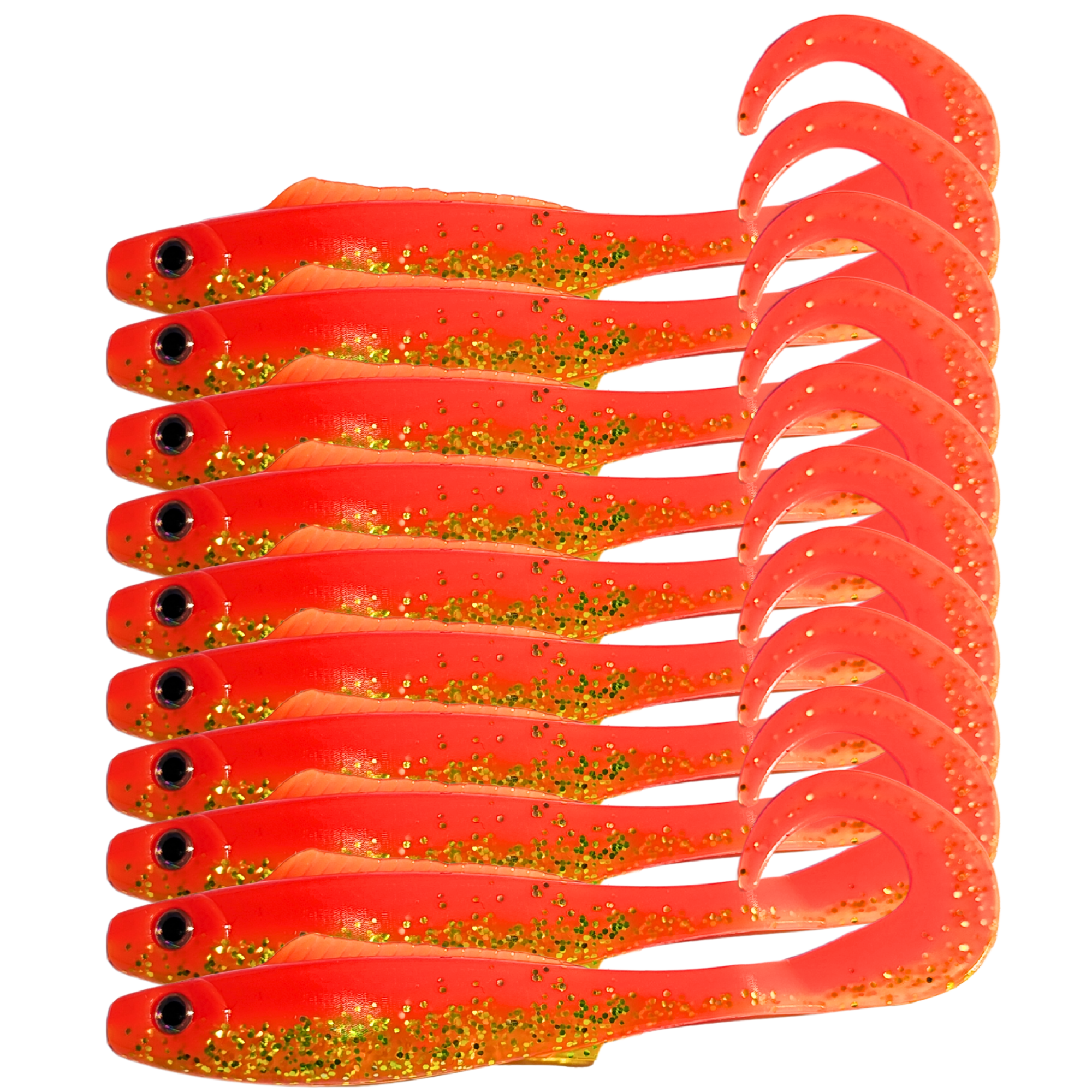 Curly Tailed Minnow 10cm, Pack of 10, Red Ale
