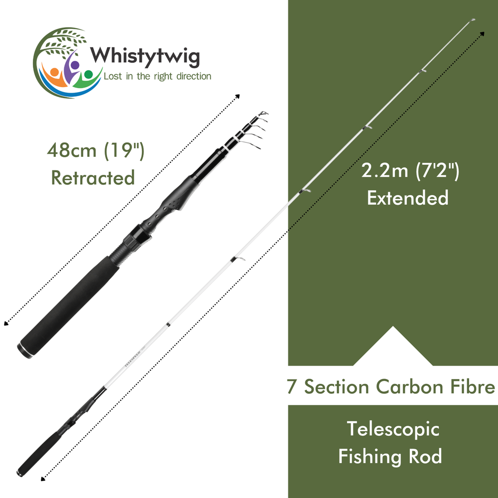 Telescopic Spinning Rod - 2.2m (7' 2.5") Whistytwig Telescopic Spinning Rod - 2.2m (7' 2.5") Whistytwig