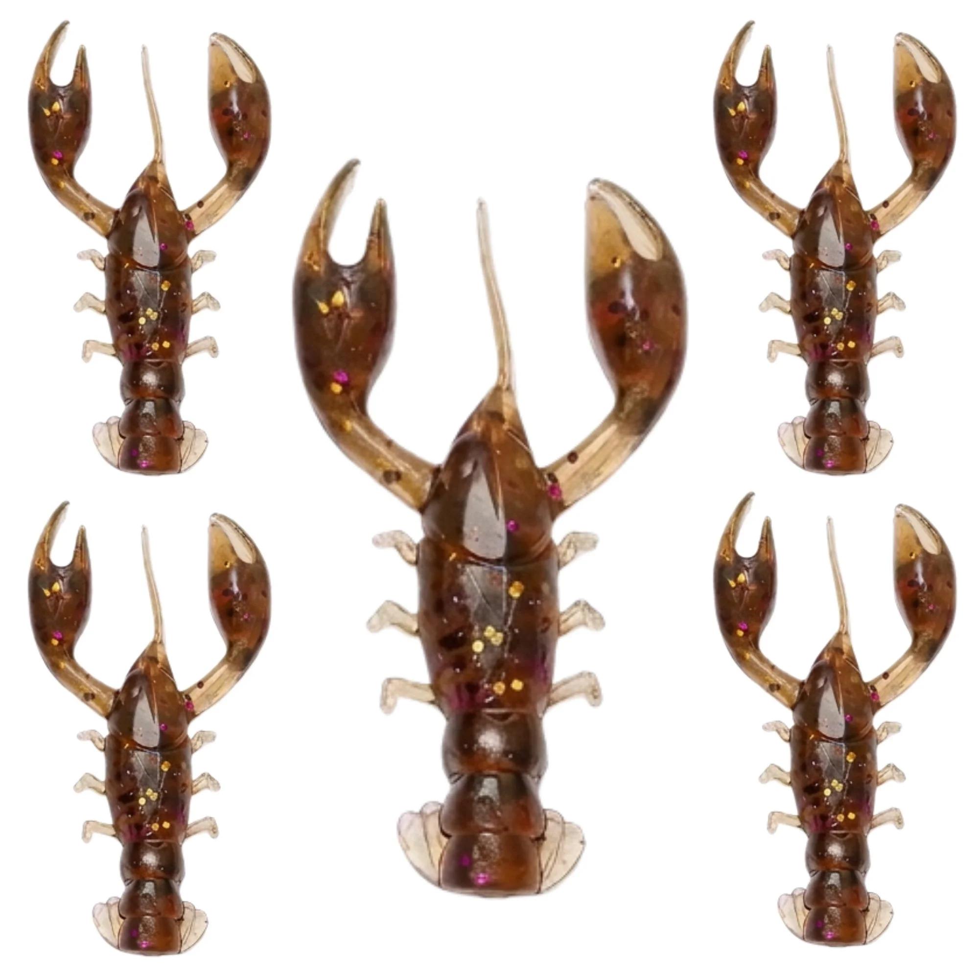 Whistytwig Soft Plastic Crayfish Lures – 6.5cm, Pack of 5, Brown